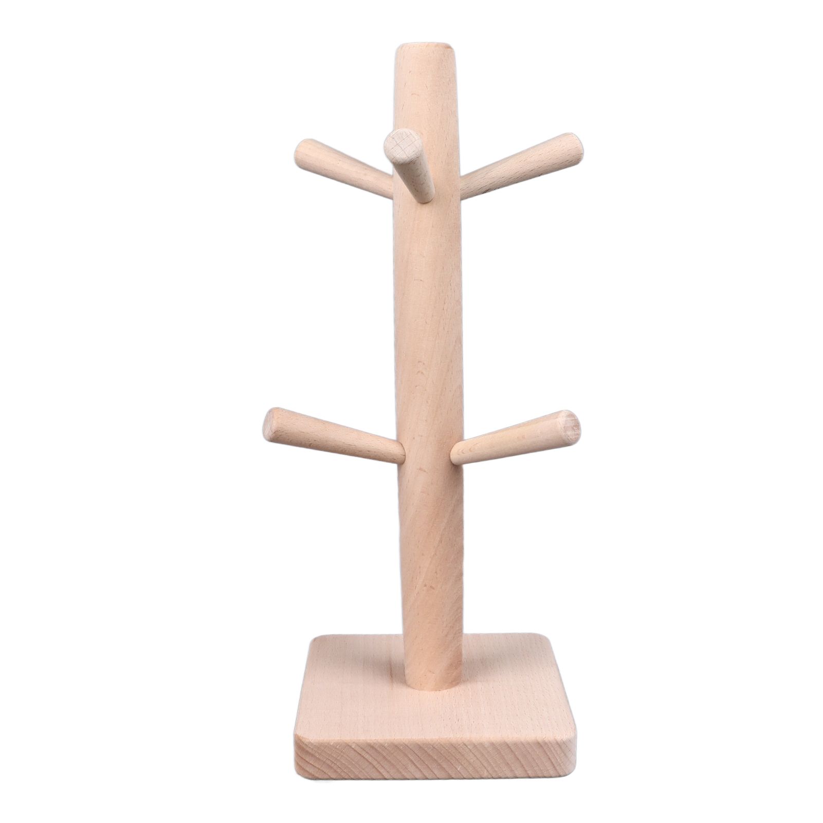 Mug Holder Tree Wood Hanger Stand with 6 Hooks Weighted Base Anti Slip Coffee Mug Rack for Kitchen Counter Cabinet - Image 1