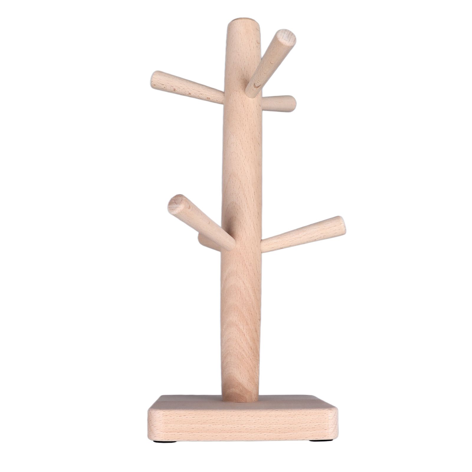 Mug Holder Tree Wood Hanger Stand with 6 Hooks Weighted Base Anti Slip Coffee Mug Rack for Kitchen Counter Cabinet - Image 3