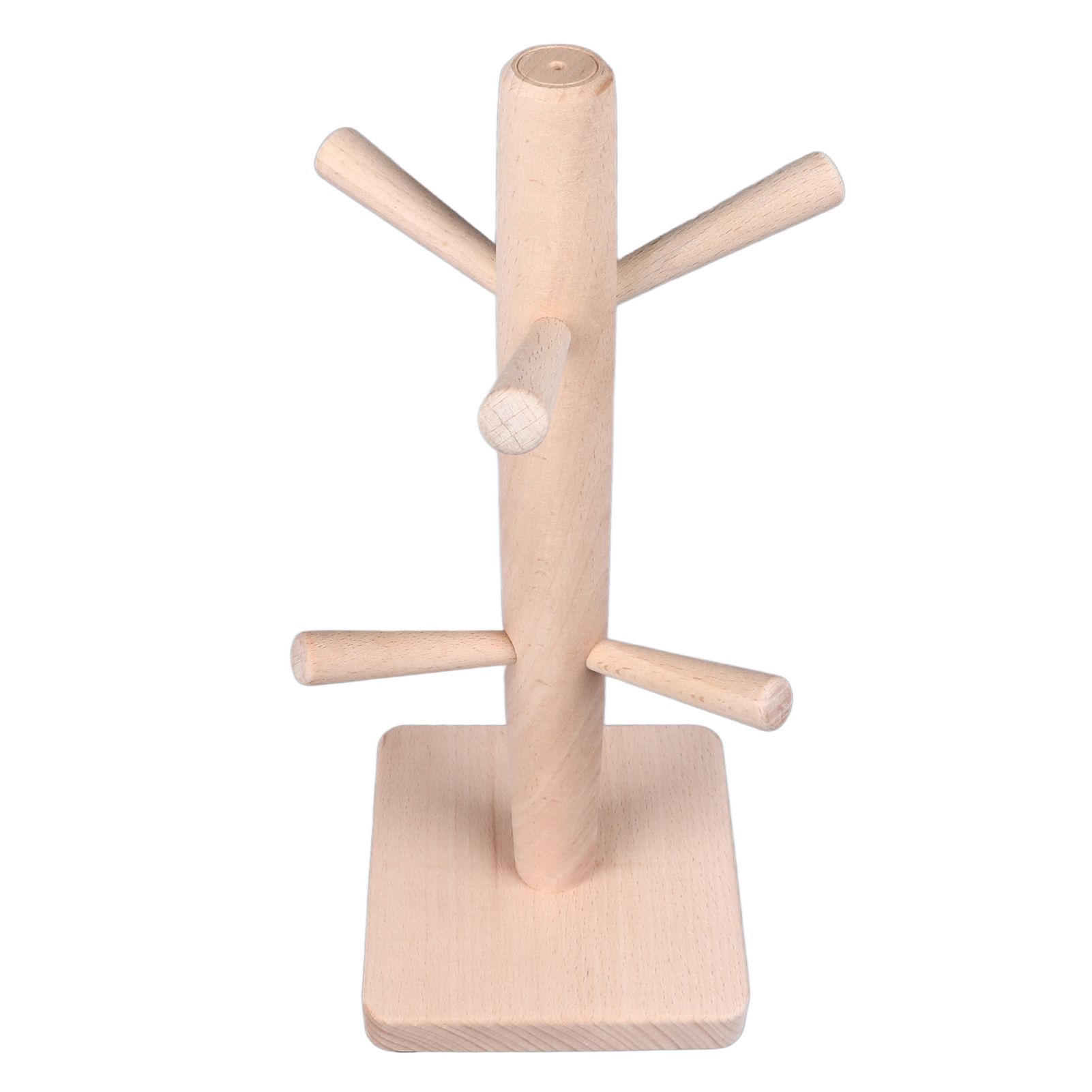 Mug Holder Tree Wood Hanger Stand with 6 Hooks Weighted Base Anti Slip Coffee Mug Rack for Kitchen Counter Cabinet - Image 4