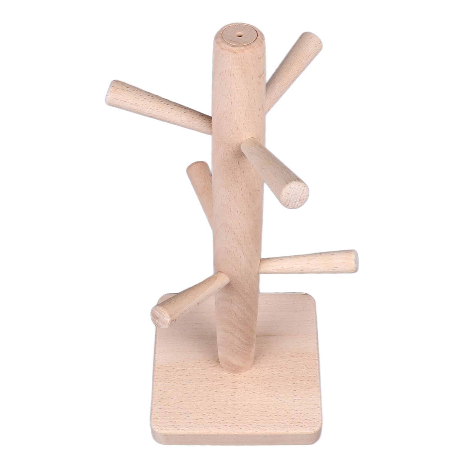 Mug Holder Tree Wood Hanger Stand with 6 Hooks Weighted Base Anti Slip Coffee Mug Rack for Kitchen Counter Cabinet - Image 5