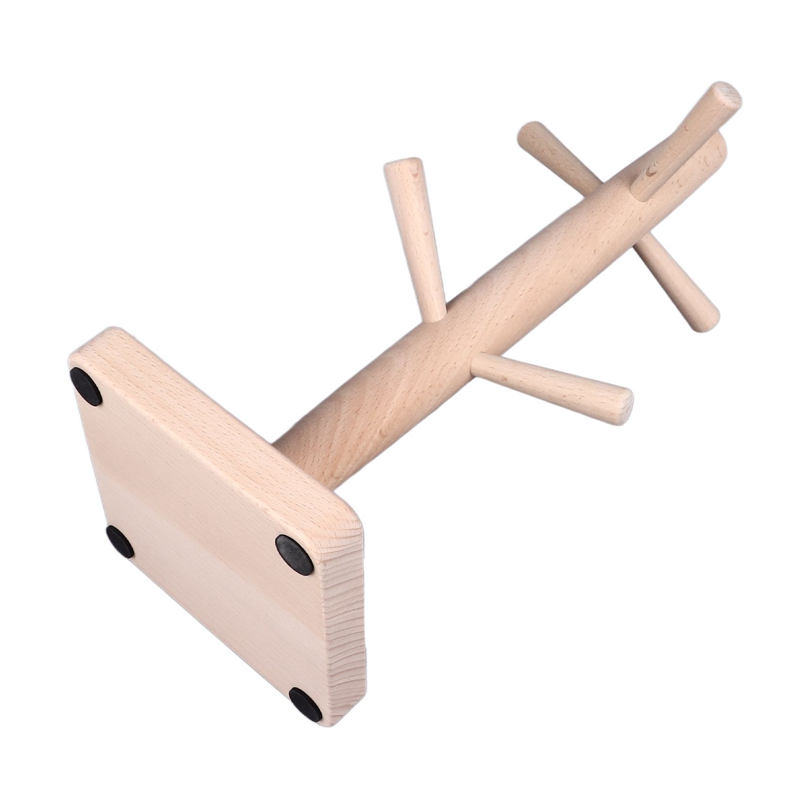 Mug Holder Tree Wood Hanger Stand with 6 Hooks Weighted Base Anti Slip Coffee Mug Rack for Kitchen Counter Cabinet - Image 6