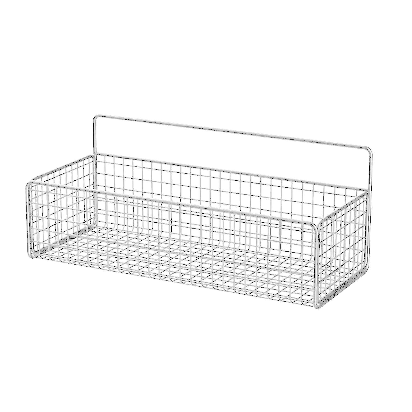 Kitchen Hanging Storage Rack Wall Mounted Storage Basket Punch Free Hanging Wall Organizer Baskets for Dormitory Bedroom White - Image 1