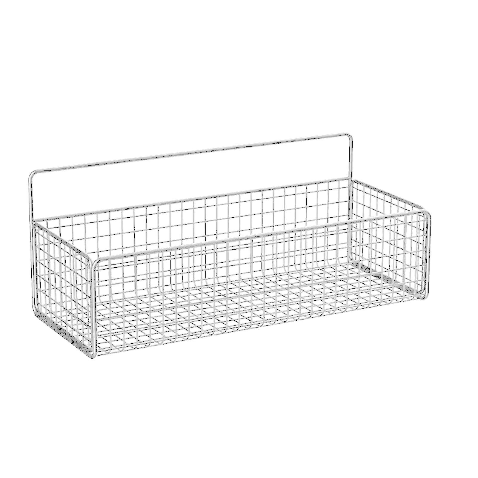 Kitchen Hanging Storage Rack Wall Mounted Storage Basket Punch Free Hanging Wall Organizer Baskets for Dormitory Bedroom White - Image 2