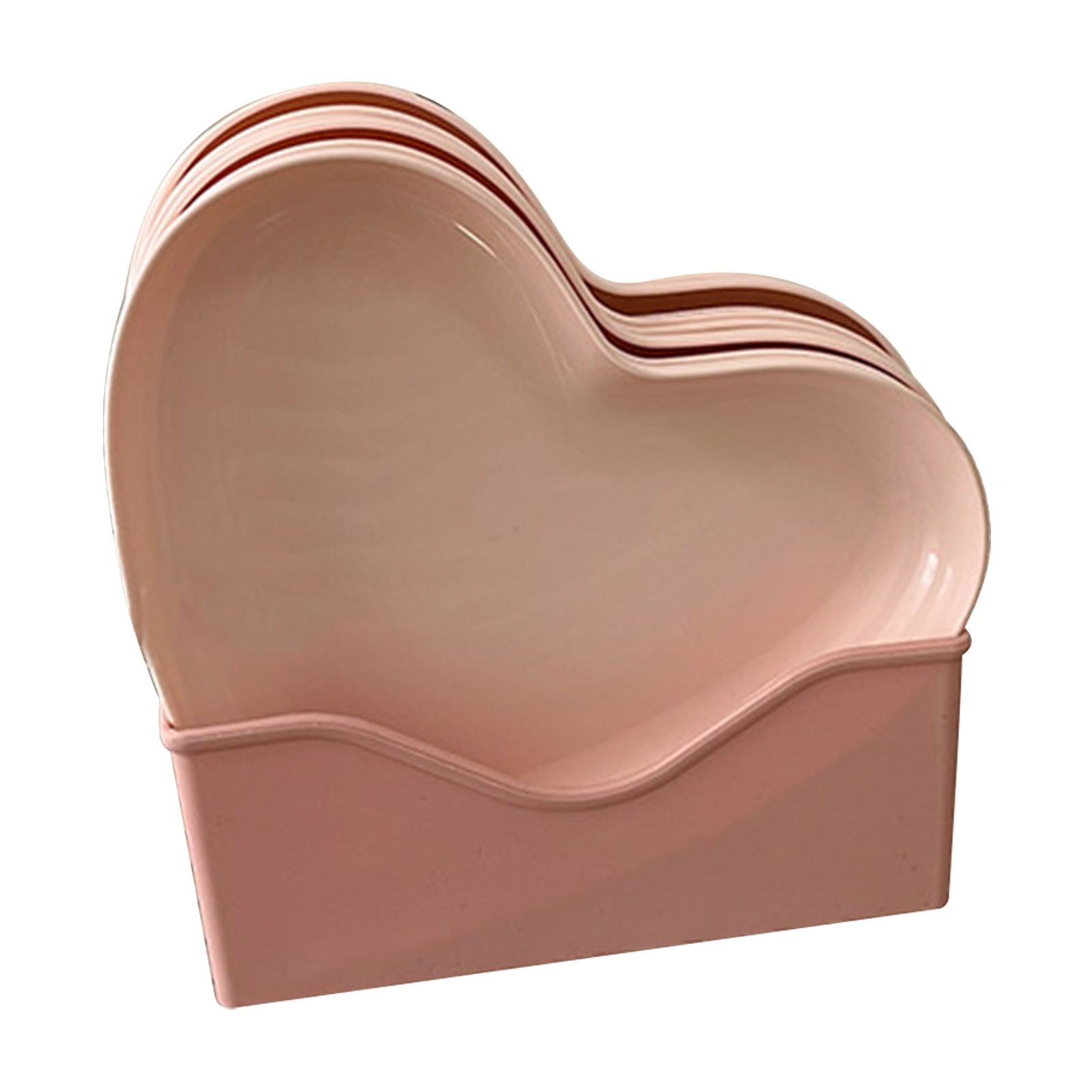 Serving Platter Heart Shape Dinner Plate Plastic Easy to Clean Versatile Kitchen Dinnerware for Party Gathering Wedding 5 Platters with Holder - Image 1
