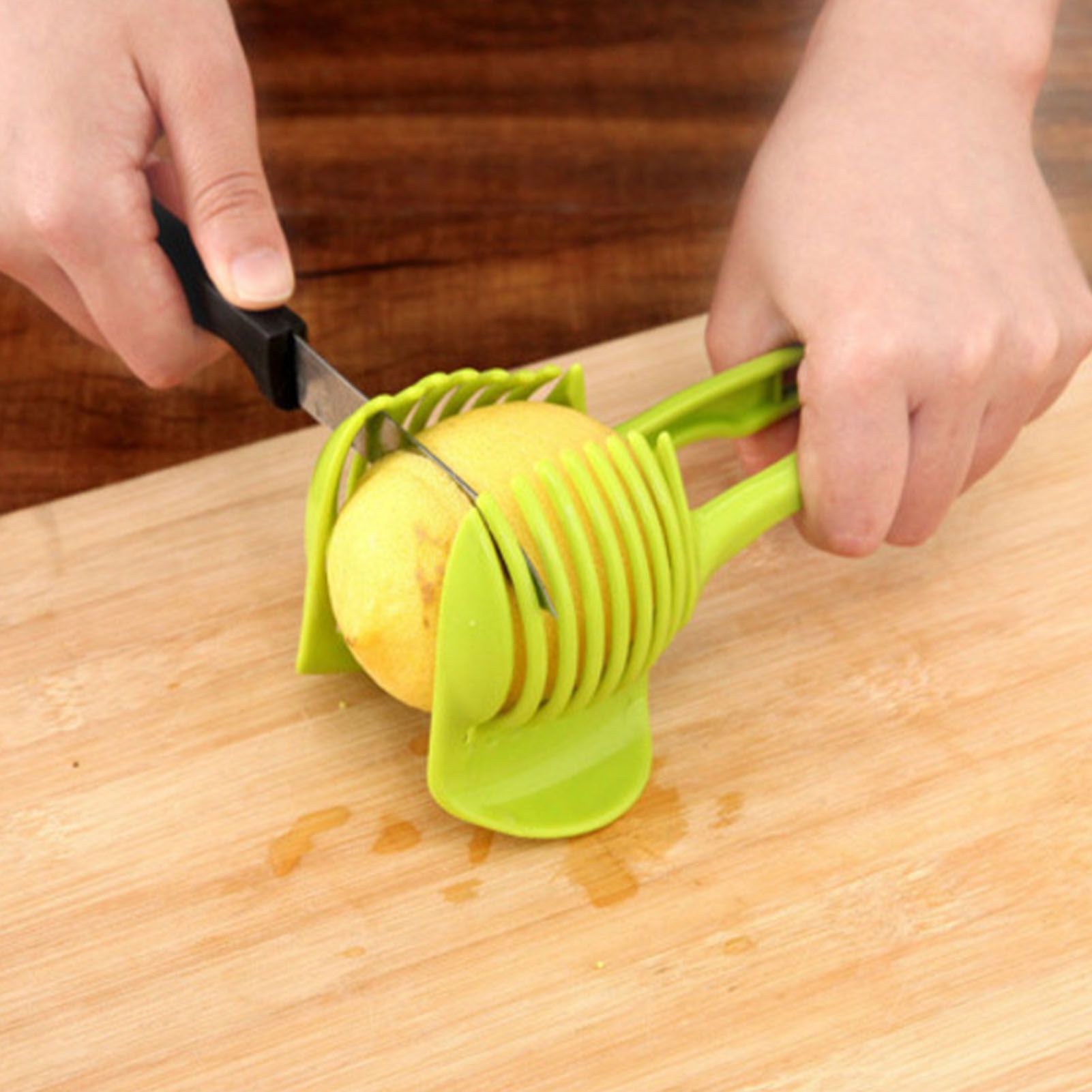 Tomato Slicing Holder ABS Multipurpose Handheld Round Fruit Tong Onion Holder Kitchen Cutting Aid Gadgets Tool for Lemon Egg Vegetables - Image 7