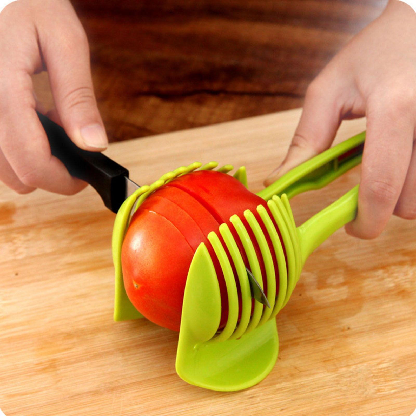 Tomato Slicing Holder ABS Multipurpose Handheld Round Fruit Tong Onion Holder Kitchen Cutting Aid Gadgets Tool for Lemon Egg Vegetables - Image 8