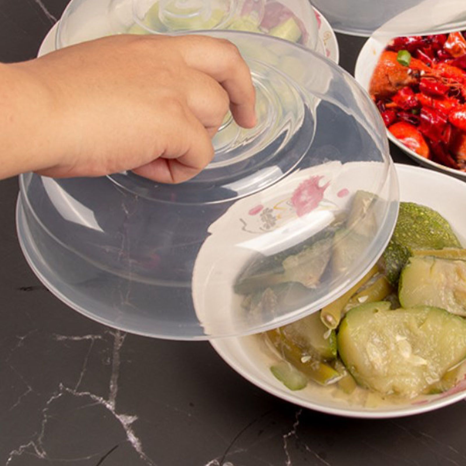 Microwave Safe Cover Dish Lid Plate Lid for Heating Food Heat Resistant Vegetable Cover Hot Food Cover L Size - Image 5