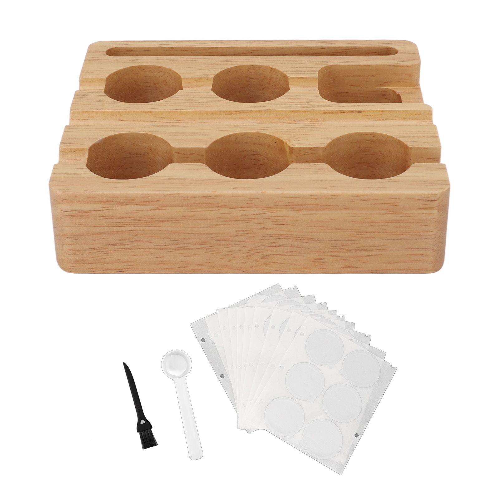 Reusable Coffee Capsule Refill Kit 60PCS 37mm Aluminum Foil Seals Lid with Wooden Holder Brush Spoon for Nespresso Original Coffee Pods - Image 1