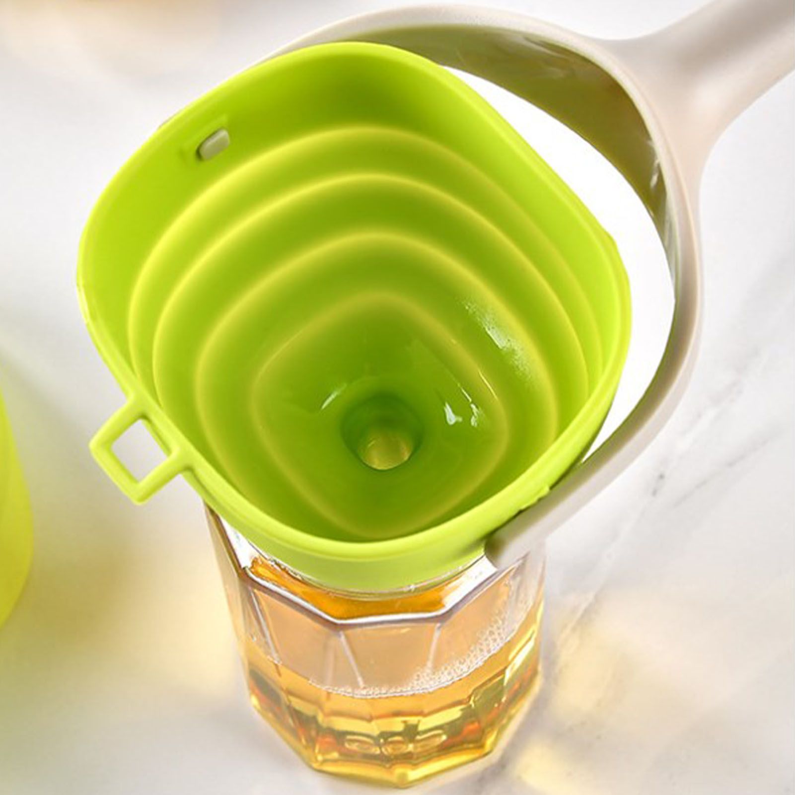 Kitchen Funnel Foldable Silicone Funnel Dispenser 4.1in Wide Mouth Handheld Funnel for Oil Wine - Image 5