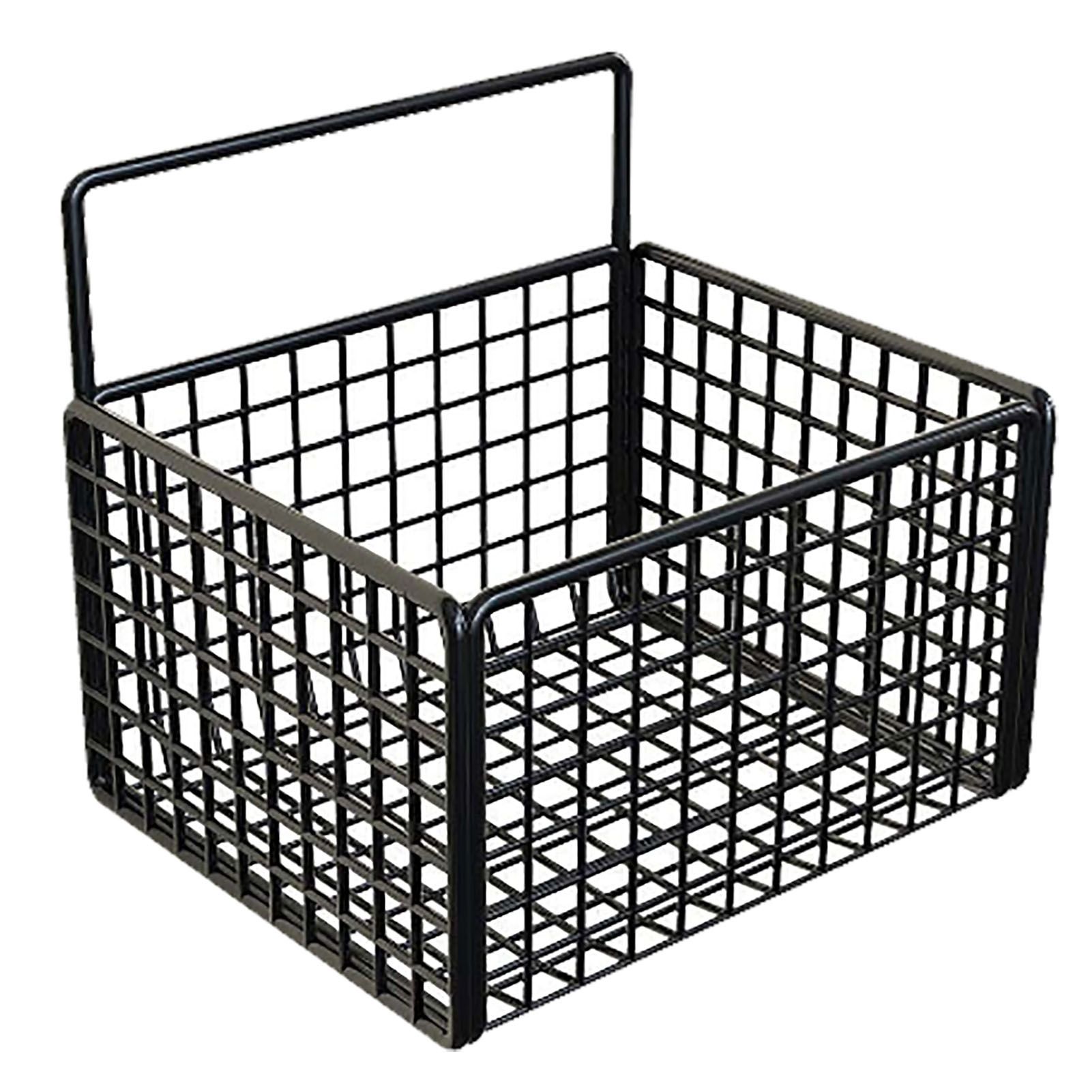Wall Mounted Storage Basket No Drilling Adhesive Metal Wire Hanging Basket for Kitchen Food Pantry Bathroom Organization Black - Image 1