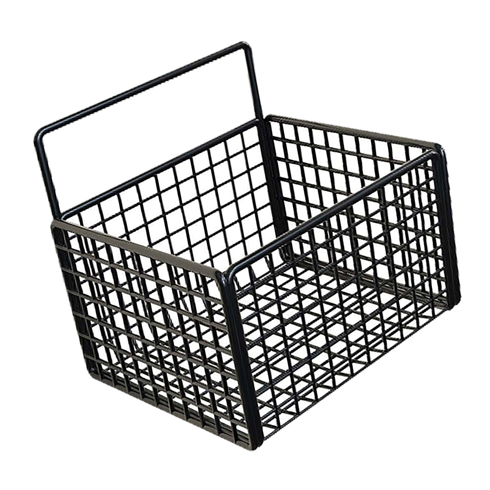 Wall Mounted Storage Basket No Drilling Adhesive Metal Wire Hanging Basket for Kitchen Food Pantry Bathroom Organization Black - Image 2