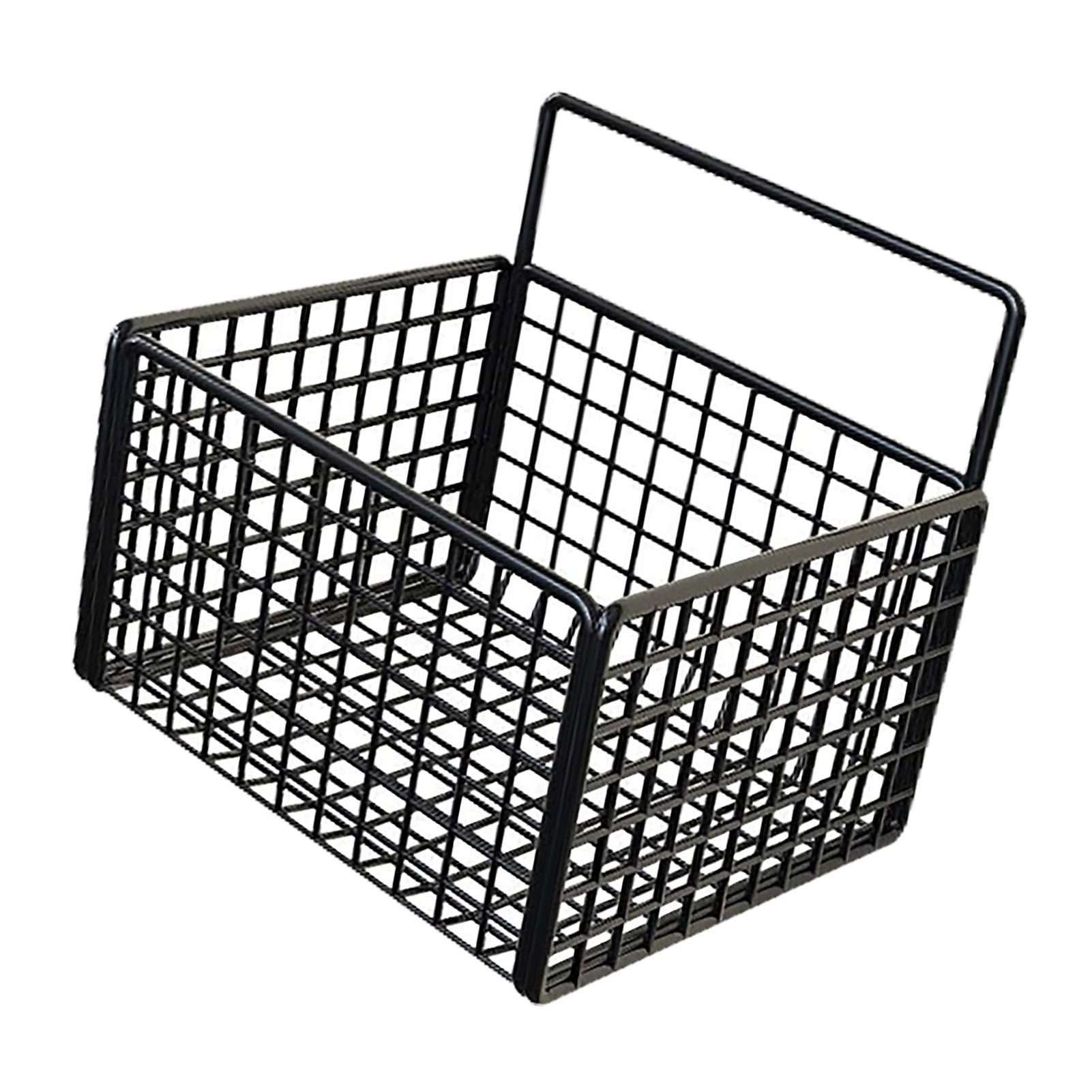 Wall Mounted Storage Basket No Drilling Adhesive Metal Wire Hanging Basket for Kitchen Food Pantry Bathroom Organization Black - Image 3