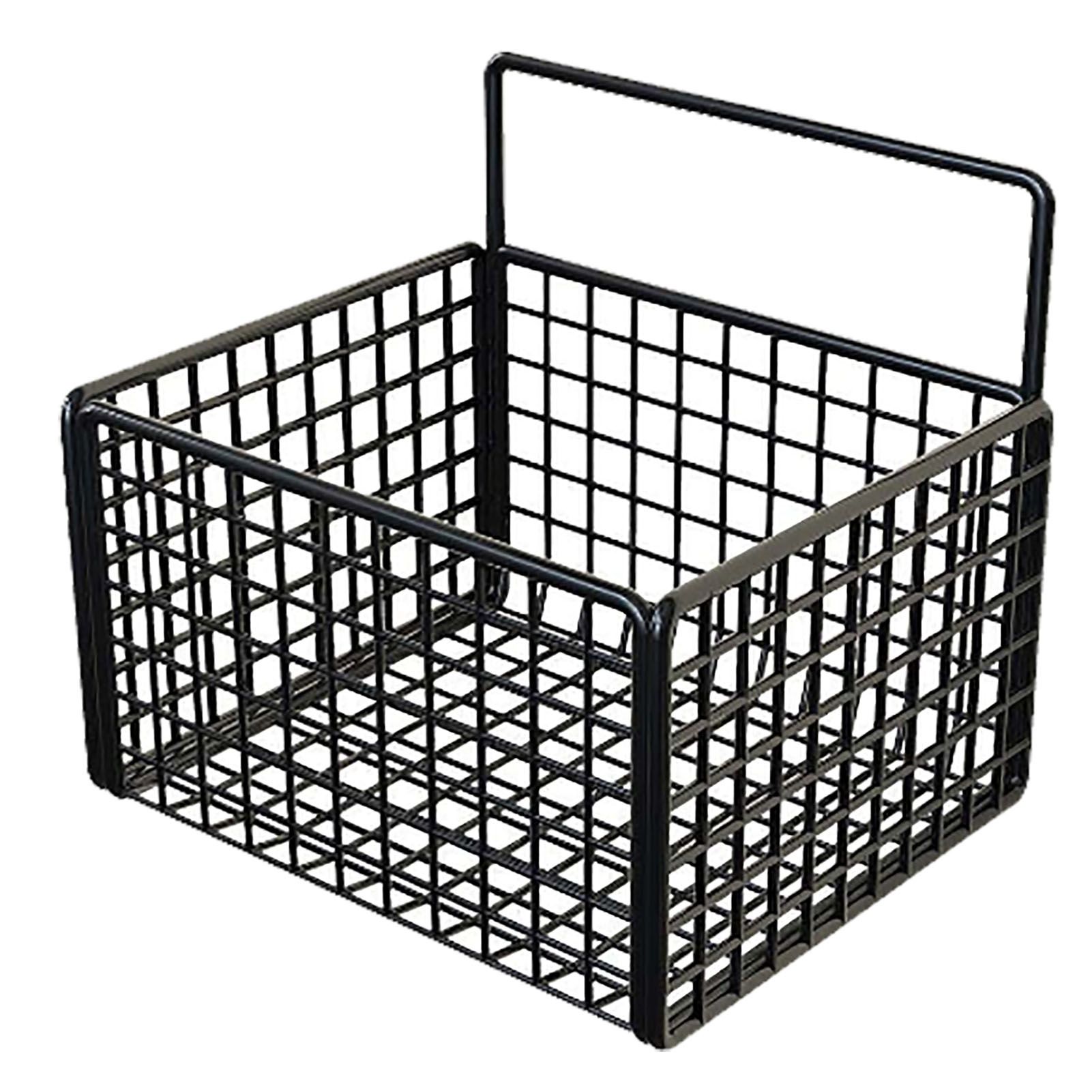 Wall Mounted Storage Basket No Drilling Adhesive Metal Wire Hanging Basket for Kitchen Food Pantry Bathroom Organization Black - Image 4