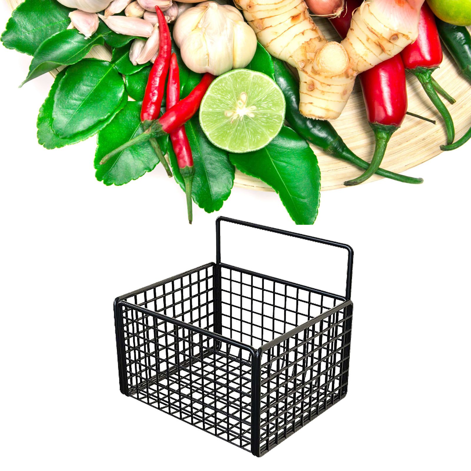 Wall Mounted Storage Basket No Drilling Adhesive Metal Wire Hanging Basket for Kitchen Food Pantry Bathroom Organization Black - Image 6
