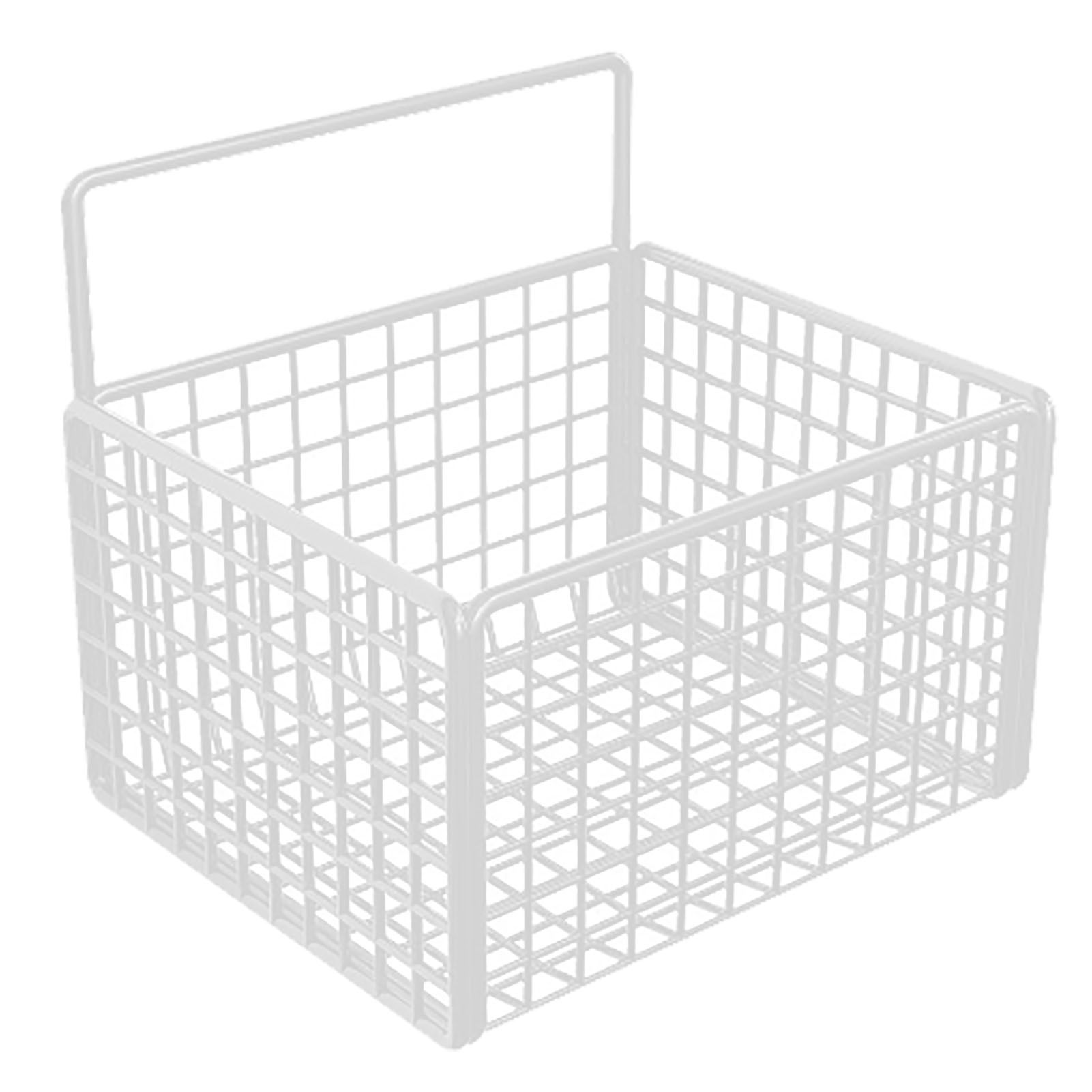 Wall Mounted Storage Basket No Drilling Adhesive Metal Wire Hanging Basket for Kitchen Food Pantry Bathroom Organization White - Image 1