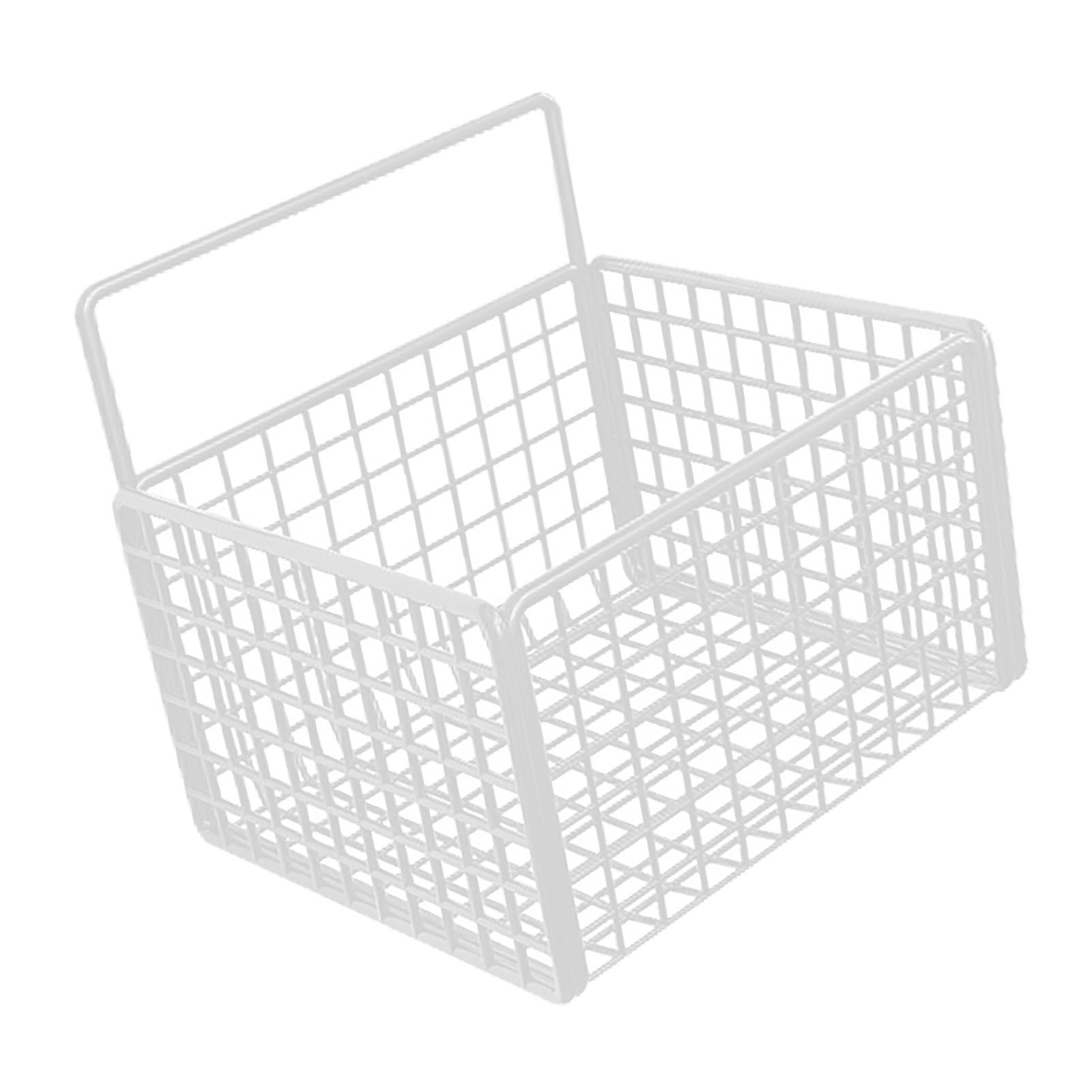 Wall Mounted Storage Basket No Drilling Adhesive Metal Wire Hanging Basket for Kitchen Food Pantry Bathroom Organization White - Image 2