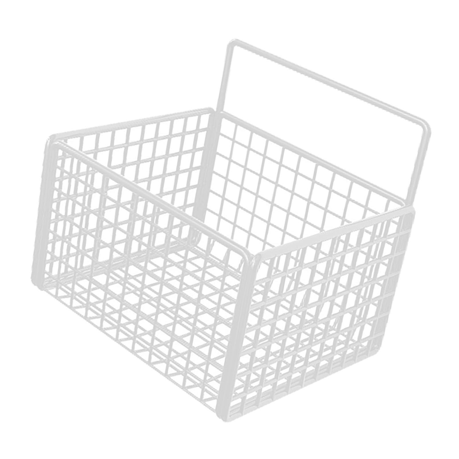Wall Mounted Storage Basket No Drilling Adhesive Metal Wire Hanging Basket for Kitchen Food Pantry Bathroom Organization White - Image 3