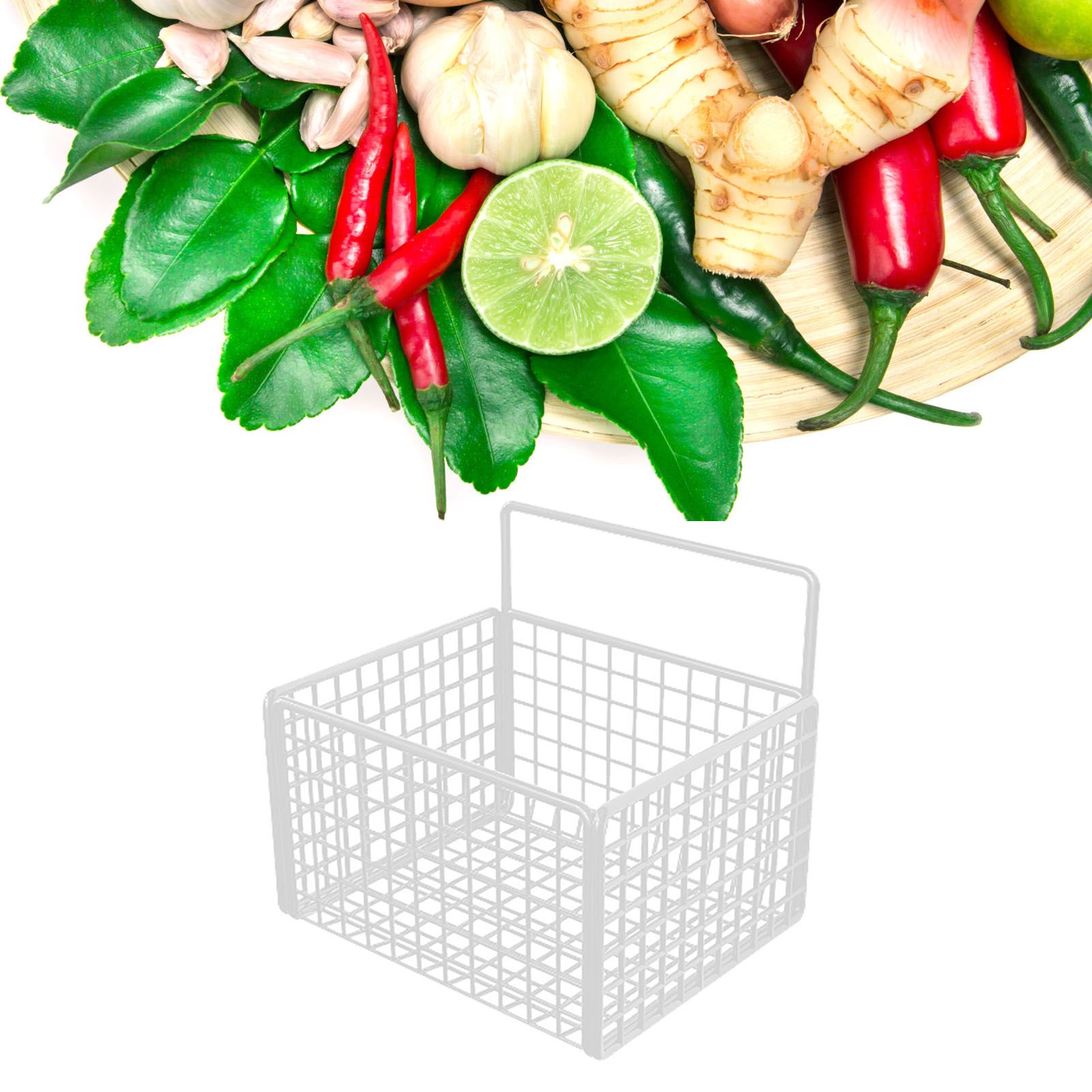 Wall Mounted Storage Basket No Drilling Adhesive Metal Wire Hanging Basket for Kitchen Food Pantry Bathroom Organization White - Image 6