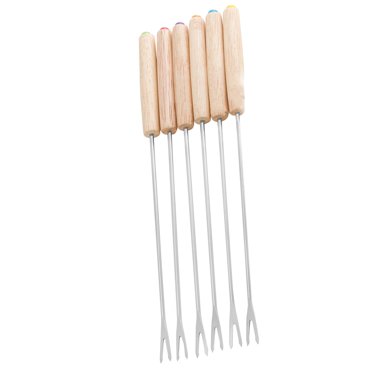 6pcs Stainless Steel Fondue Forks Cheese Fondue Sticks Smore Sticks with Wooden Handle Heat Resistant for Chocolate Cheese - Image 2