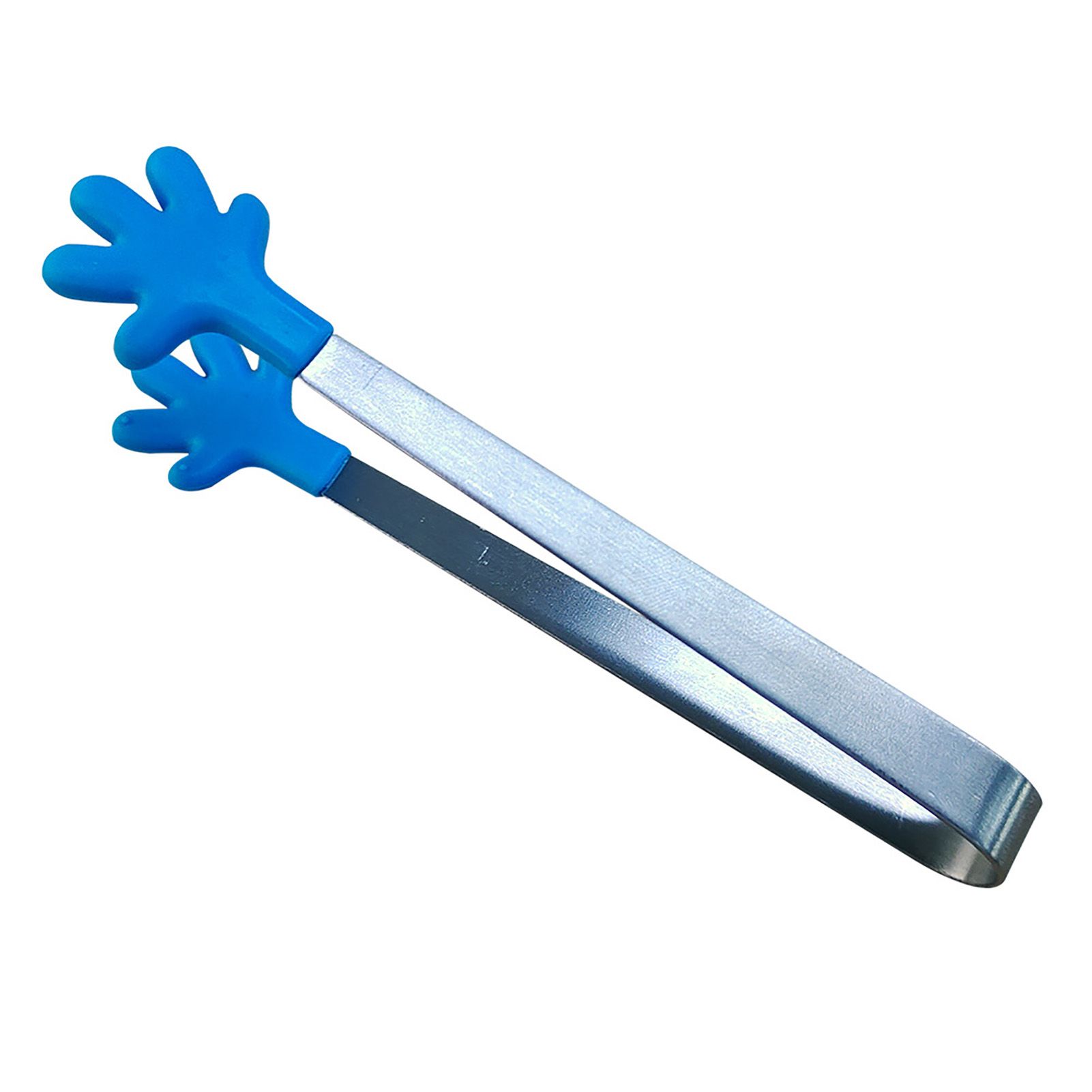 Hand Shape Small Tongs Silicone Tips Blue Stainless Steel Funny Heat Resistant Easy Clean Food Tongs for Ice Fruits - Image 1