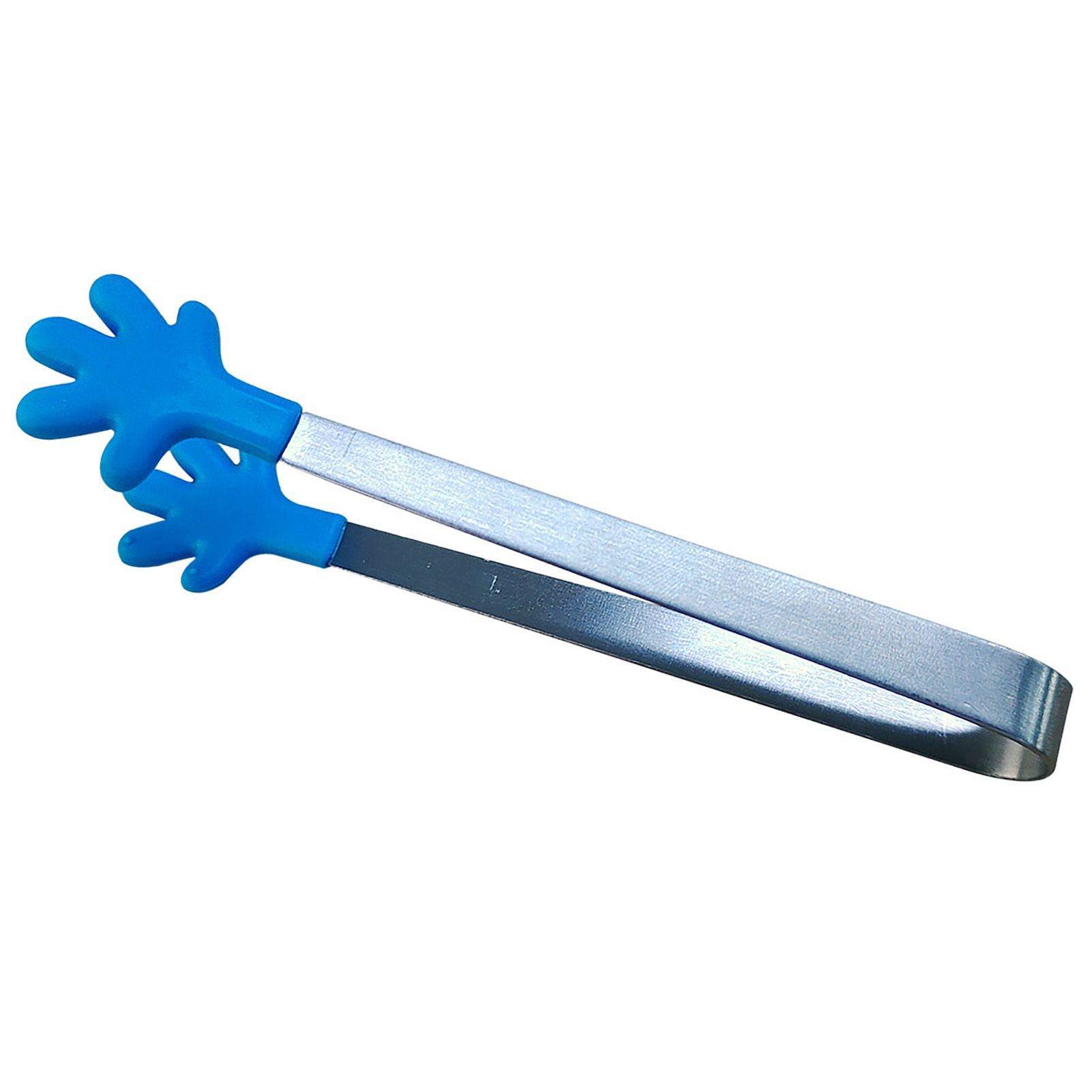 Hand Shape Small Tongs Silicone Tips Blue Stainless Steel Funny Heat Resistant Easy Clean Food Tongs for Ice Fruits - Image 2