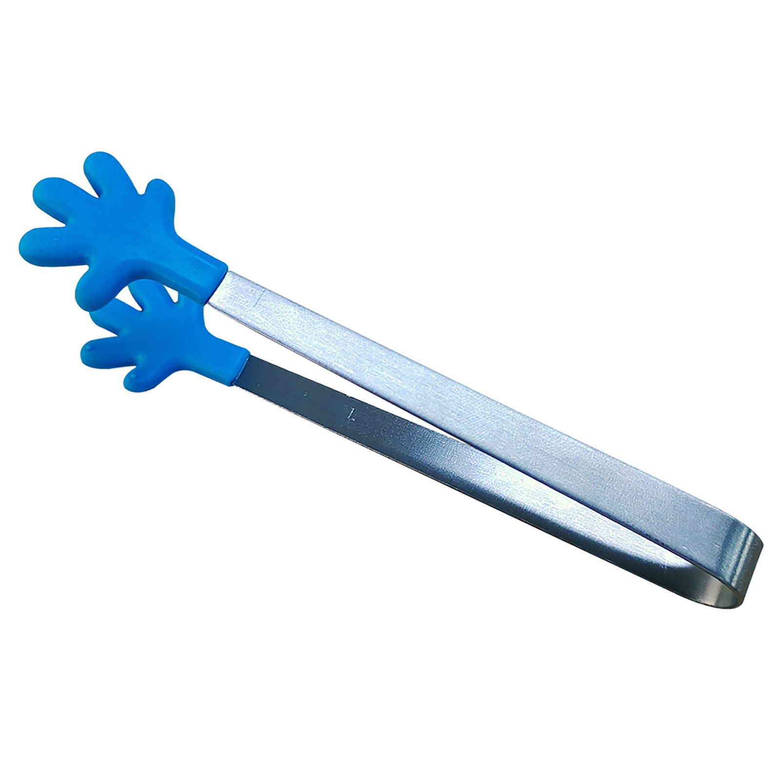 Hand Shape Small Tongs Silicone Tips Blue Stainless Steel Funny Heat Resistant Easy Clean Food Tongs for Ice Fruits - Image 3