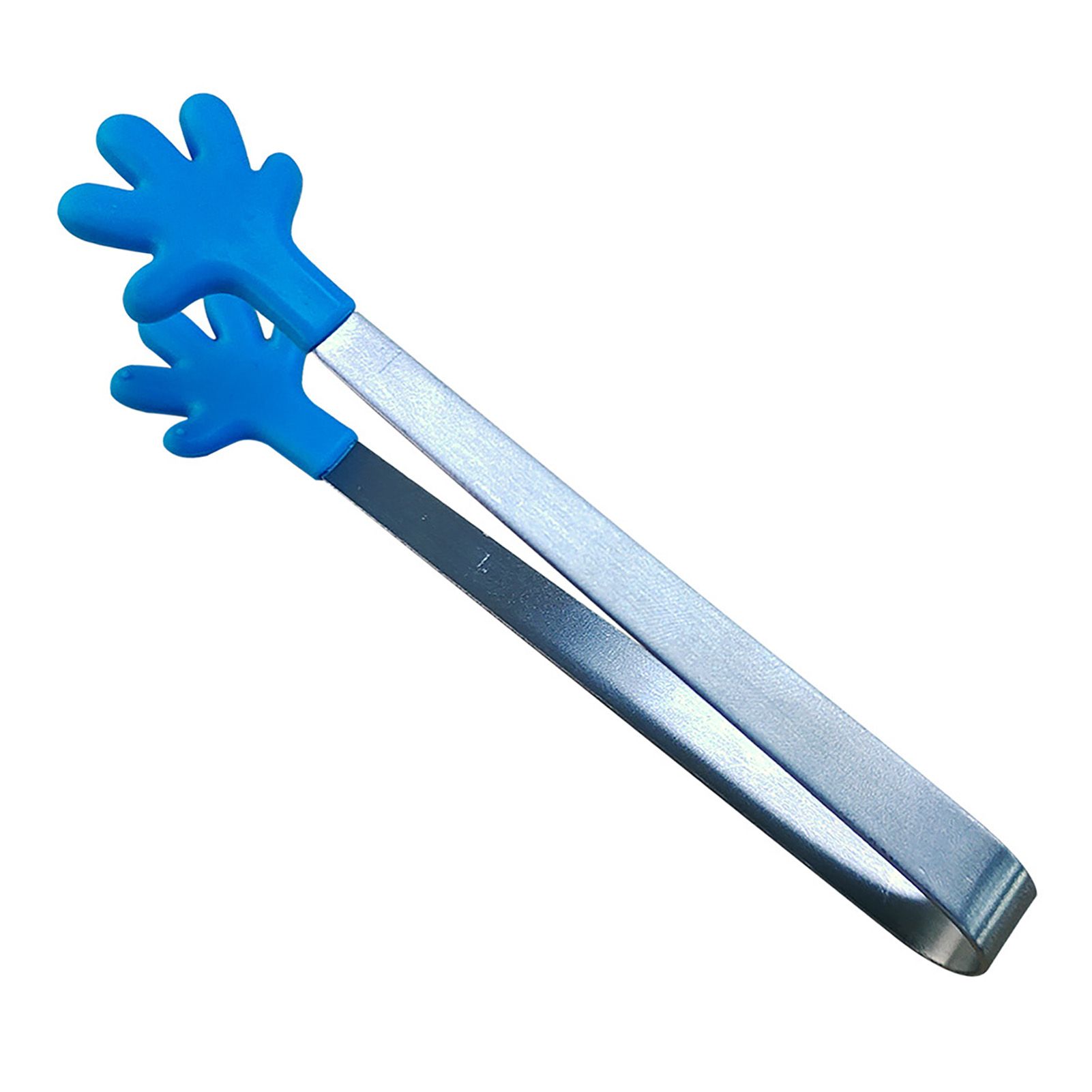 Hand Shape Small Tongs Silicone Tips Blue Stainless Steel Funny Heat Resistant Easy Clean Food Tongs for Ice Fruits - Image 4