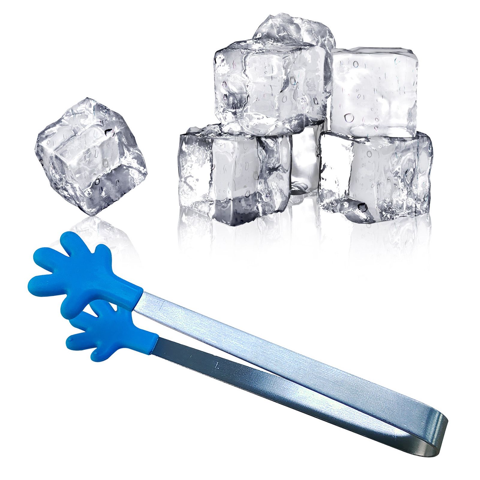 Hand Shape Small Tongs Silicone Tips Blue Stainless Steel Funny Heat Resistant Easy Clean Food Tongs for Ice Fruits - Image 6