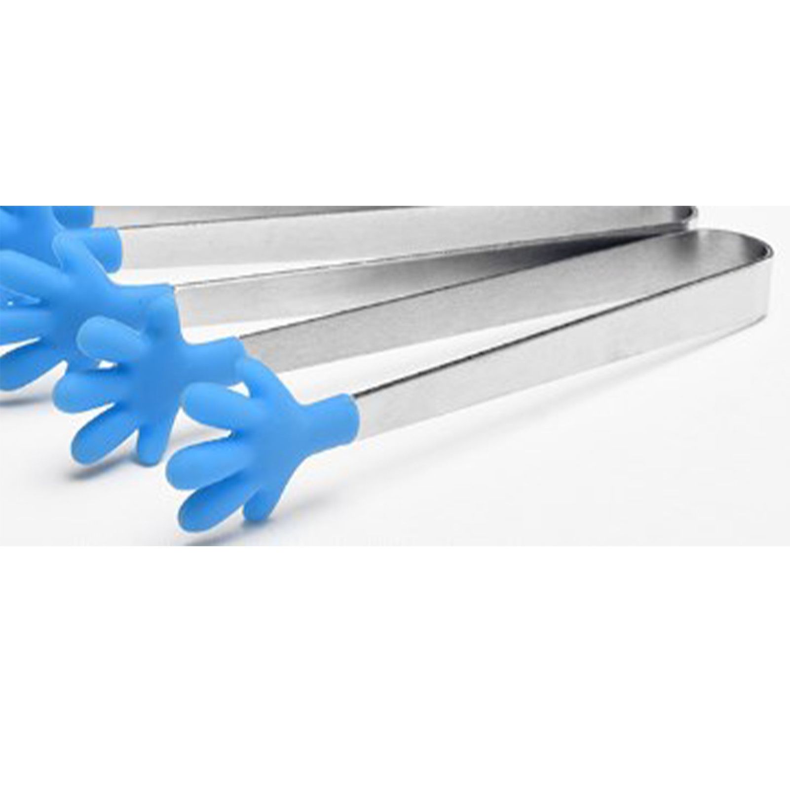 Hand Shape Small Tongs Silicone Tips Blue Stainless Steel Funny Heat Resistant Easy Clean Food Tongs for Ice Fruits - Image 7
