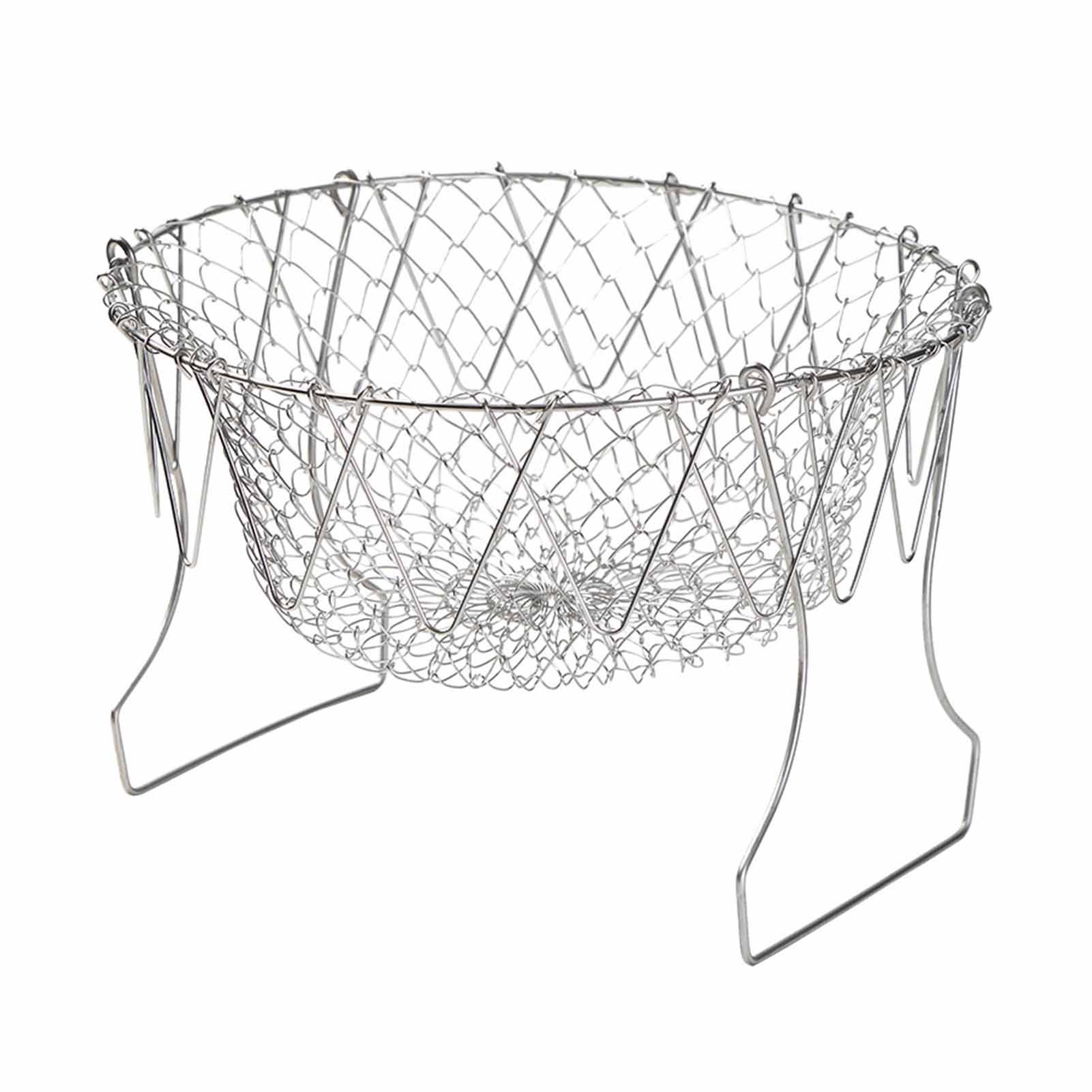 Stainless Steel Frying Basket Foldable Moderate Mesh Density Versatile Cooking Strainer Net for Kitchen - Image 1