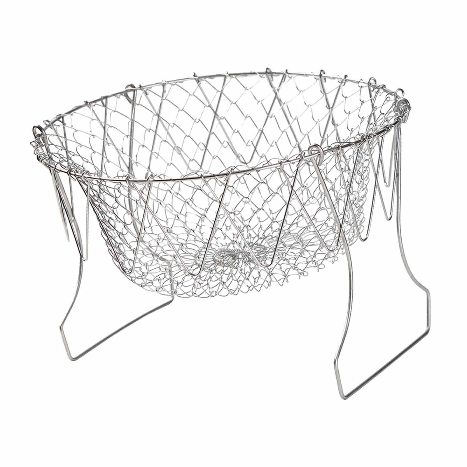 Stainless Steel Frying Basket Foldable Moderate Mesh Density Versatile Cooking Strainer Net for Kitchen - Image 2