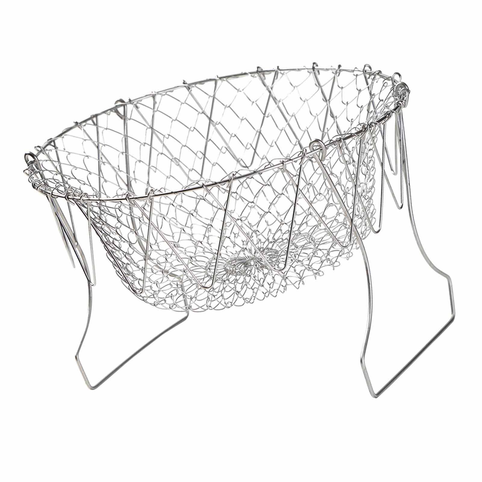 Stainless Steel Frying Basket Foldable Moderate Mesh Density Versatile Cooking Strainer Net for Kitchen - Image 3