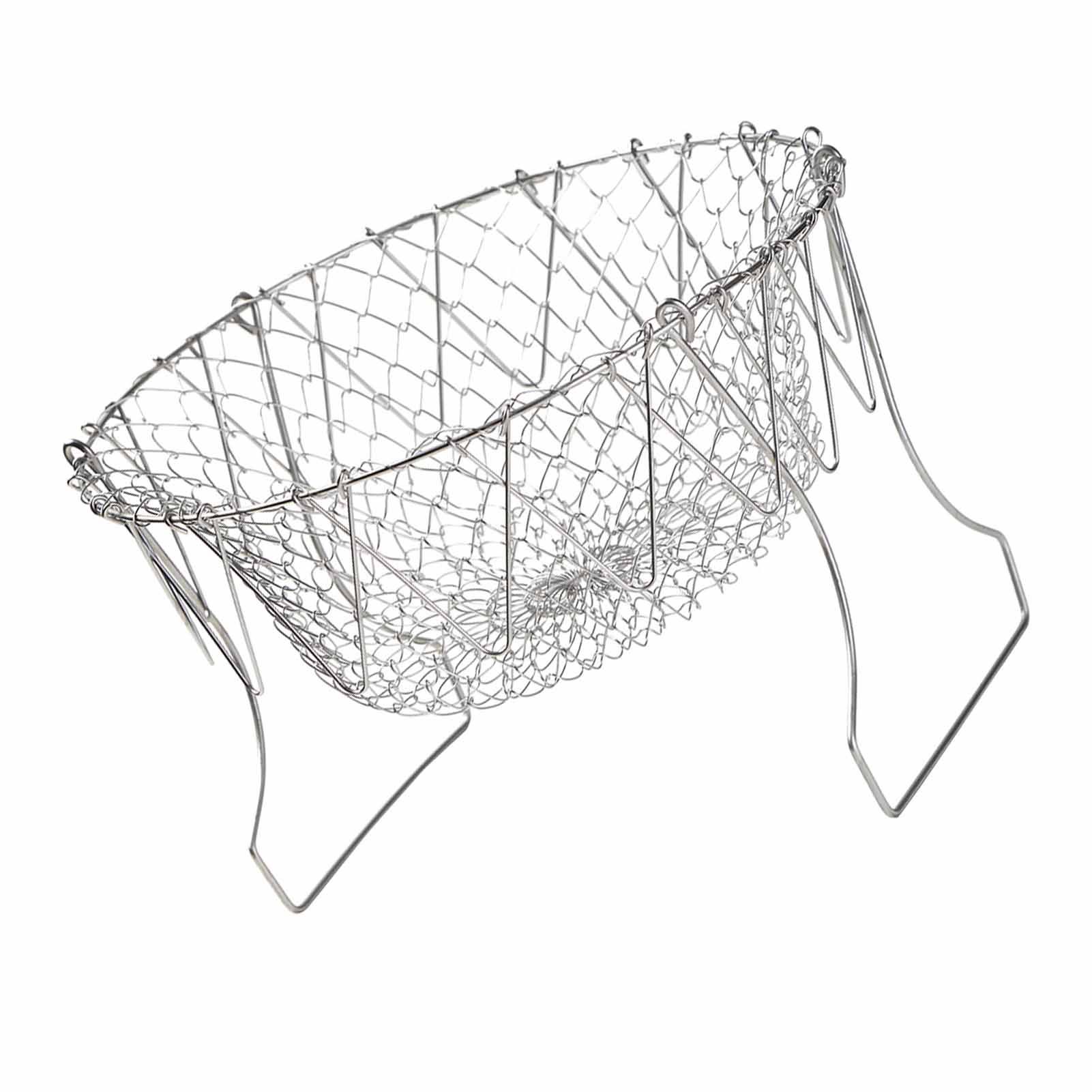 Stainless Steel Frying Basket Foldable Moderate Mesh Density Versatile Cooking Strainer Net for Kitchen - Image 4