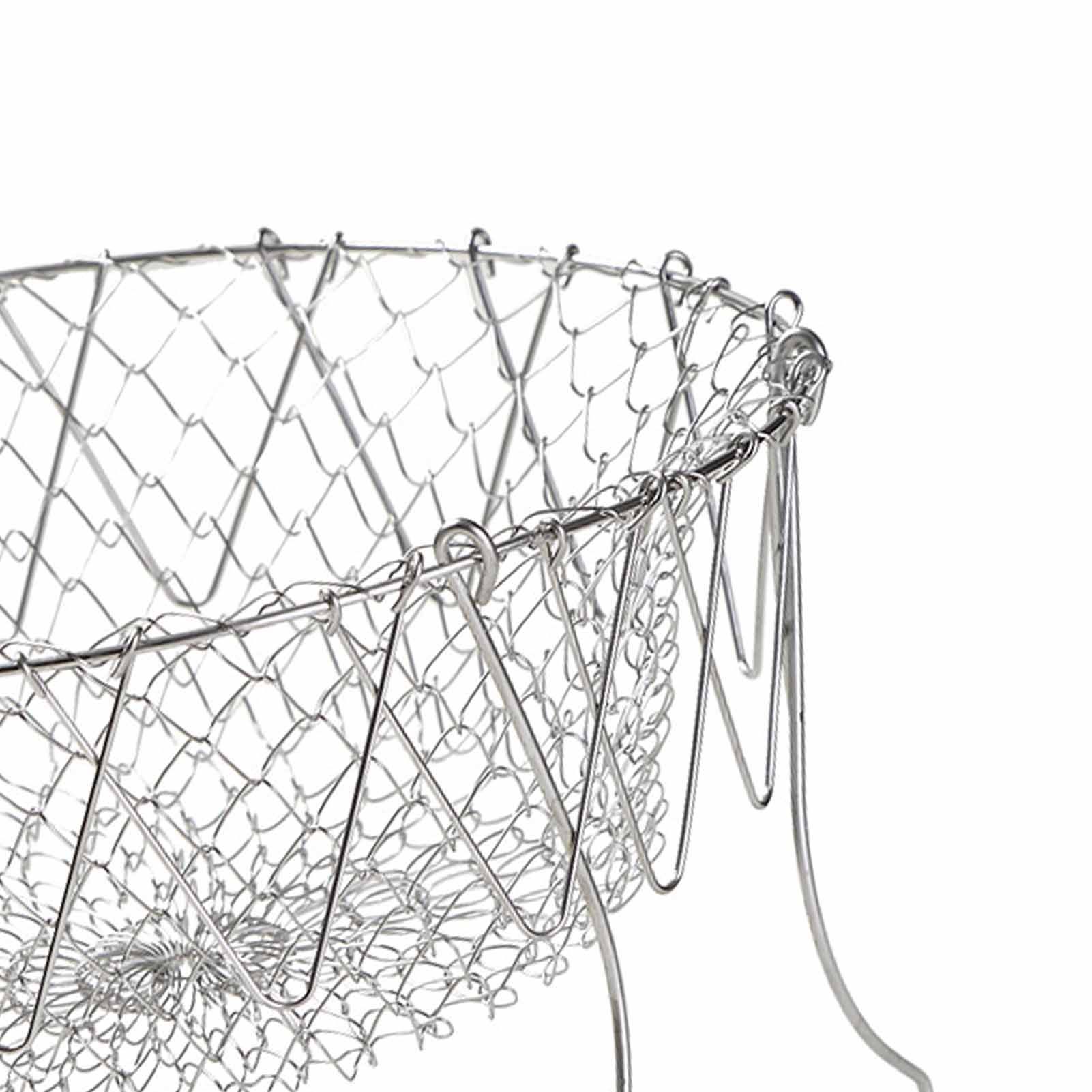 Stainless Steel Frying Basket Foldable Moderate Mesh Density Versatile Cooking Strainer Net for Kitchen - Image 7