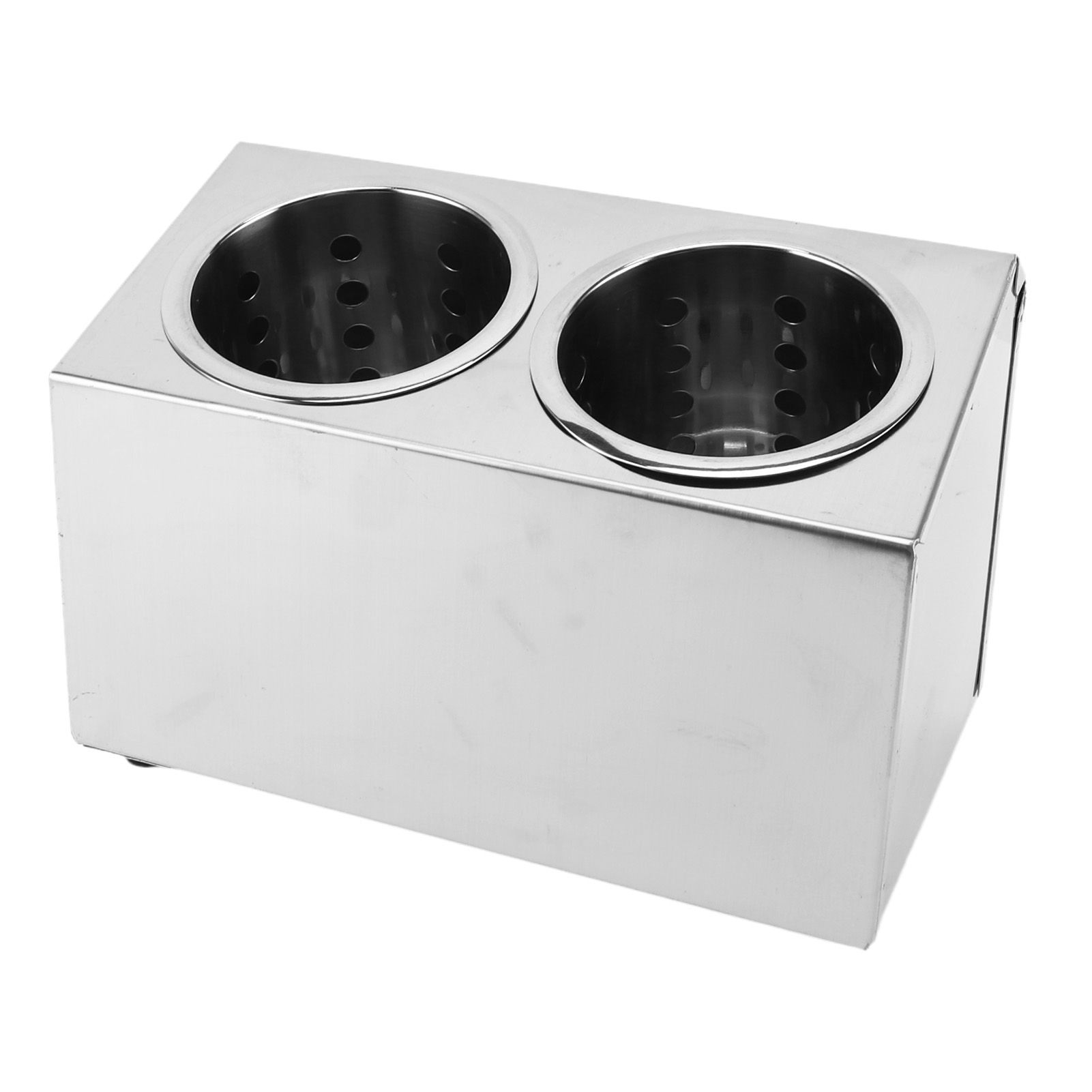 Kitchen Utensil Holder Multi Functional Non Slip Bottom Stainless Steel Knife Fork Storage Bucket 2 Holes - Image 2