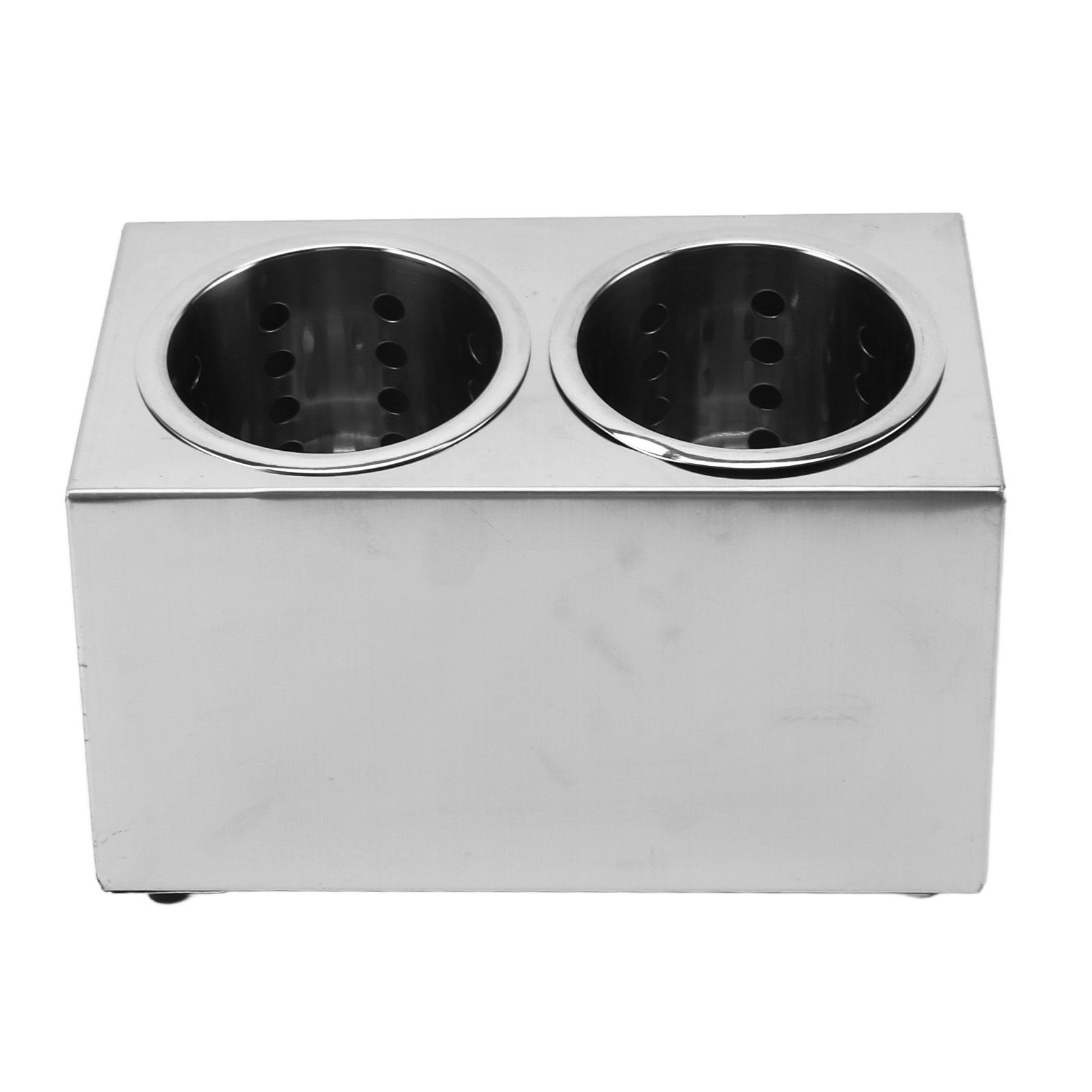 Kitchen Utensil Holder Multi Functional Non Slip Bottom Stainless Steel Knife Fork Storage Bucket 2 Holes - Image 3