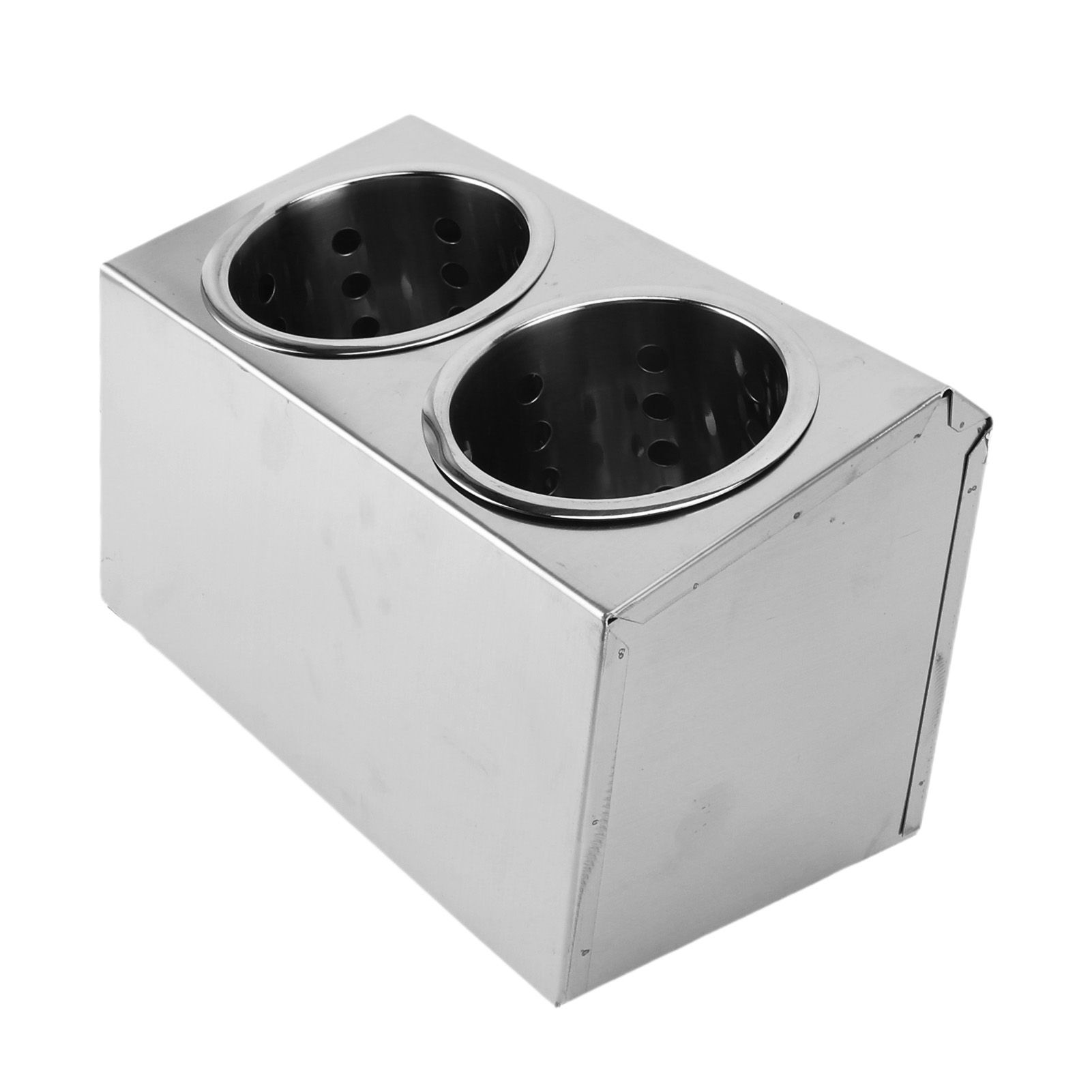 Kitchen Utensil Holder Multi Functional Non Slip Bottom Stainless Steel Knife Fork Storage Bucket 2 Holes - Image 4