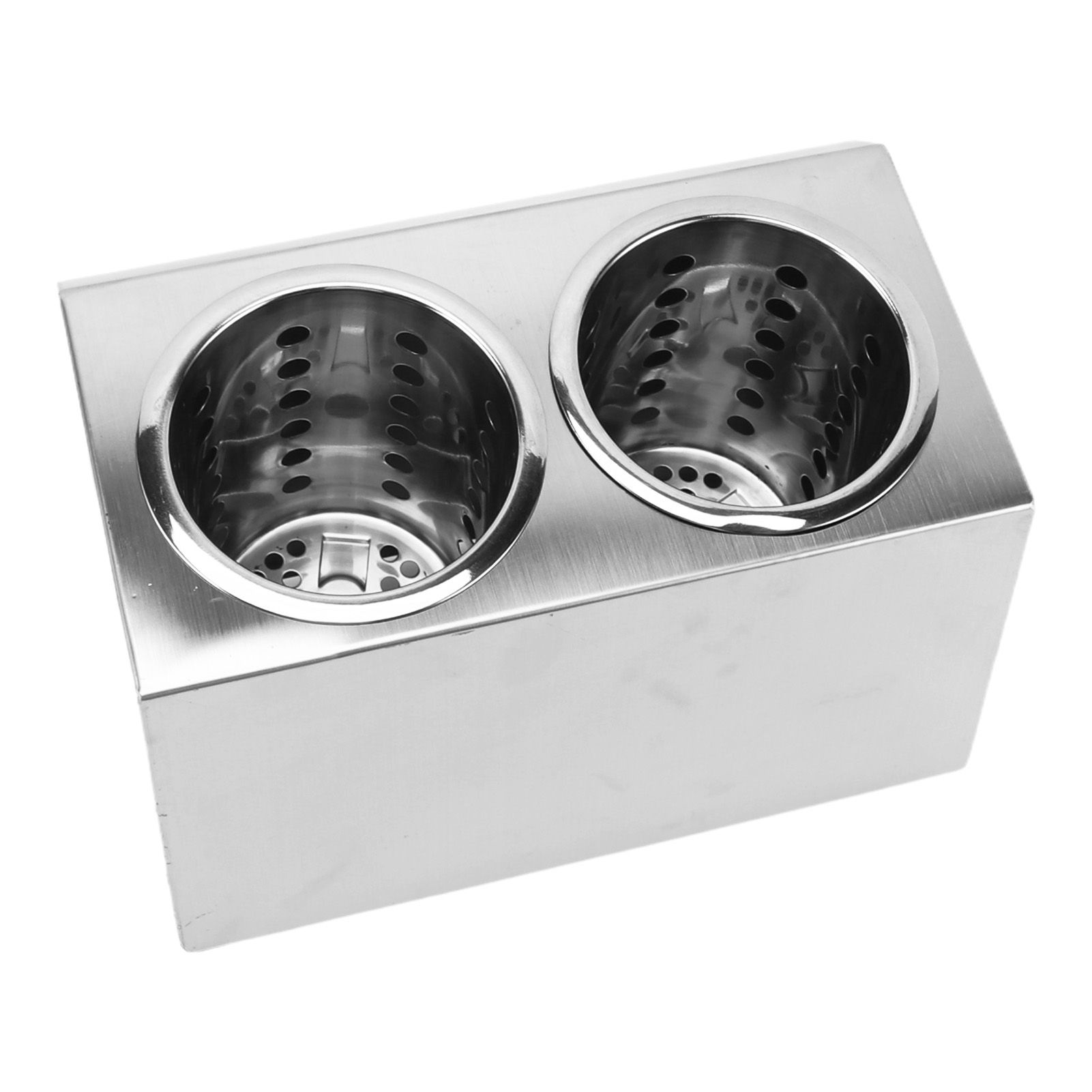 Kitchen Utensil Holder Multi Functional Non Slip Bottom Stainless Steel Knife Fork Storage Bucket 2 Holes - Image 5