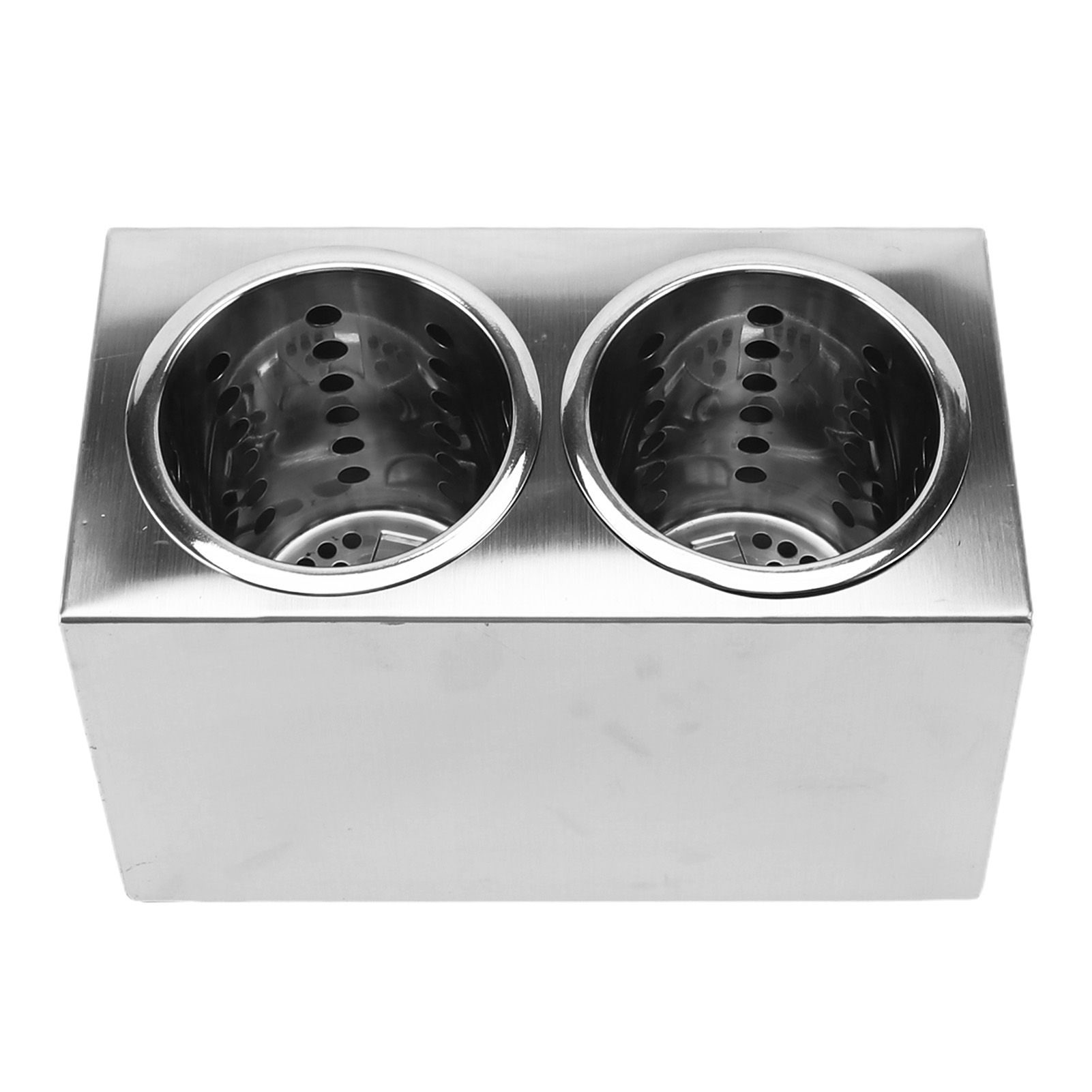 Kitchen Utensil Holder Multi Functional Non Slip Bottom Stainless Steel Knife Fork Storage Bucket 2 Holes - Image 6