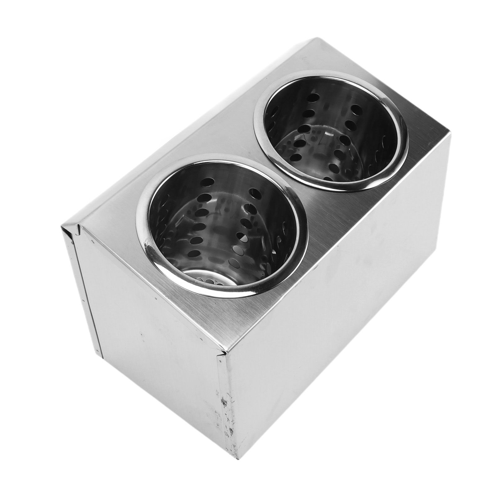 Kitchen Utensil Holder Multi Functional Non Slip Bottom Stainless Steel Knife Fork Storage Bucket 2 Holes - Image 7