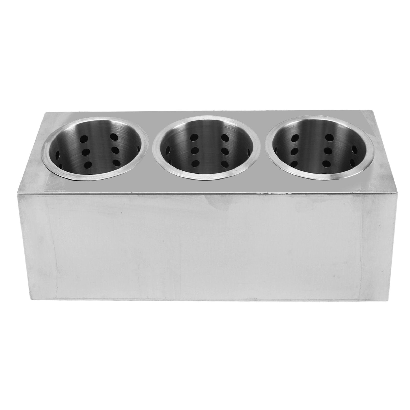 Kitchen Utensil Holder Multi Functional Non Slip Bottom Stainless Steel Knife Fork Storage Bucket 3 Holes - Image 2