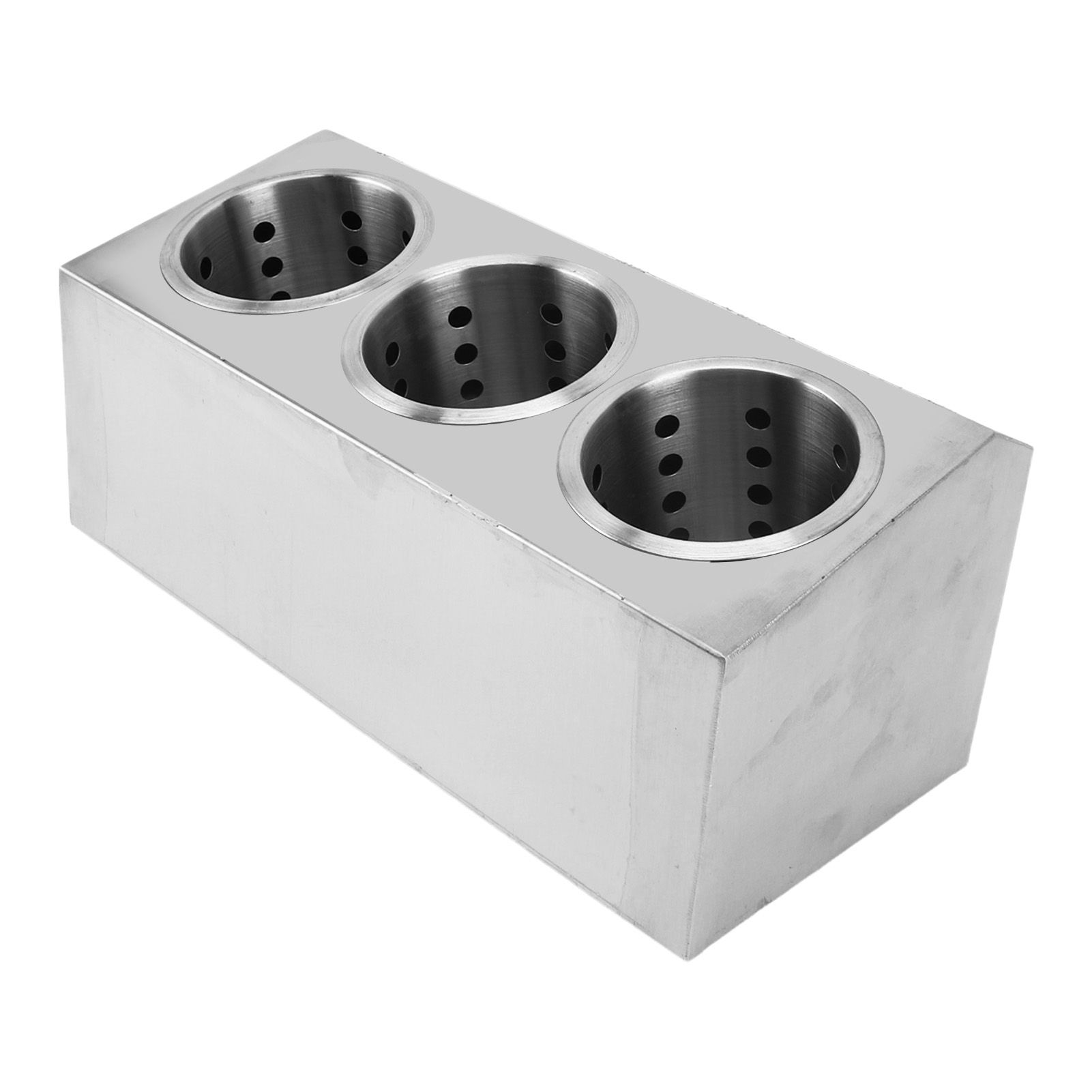 Kitchen Utensil Holder Multi Functional Non Slip Bottom Stainless Steel Knife Fork Storage Bucket 3 Holes - Image 3