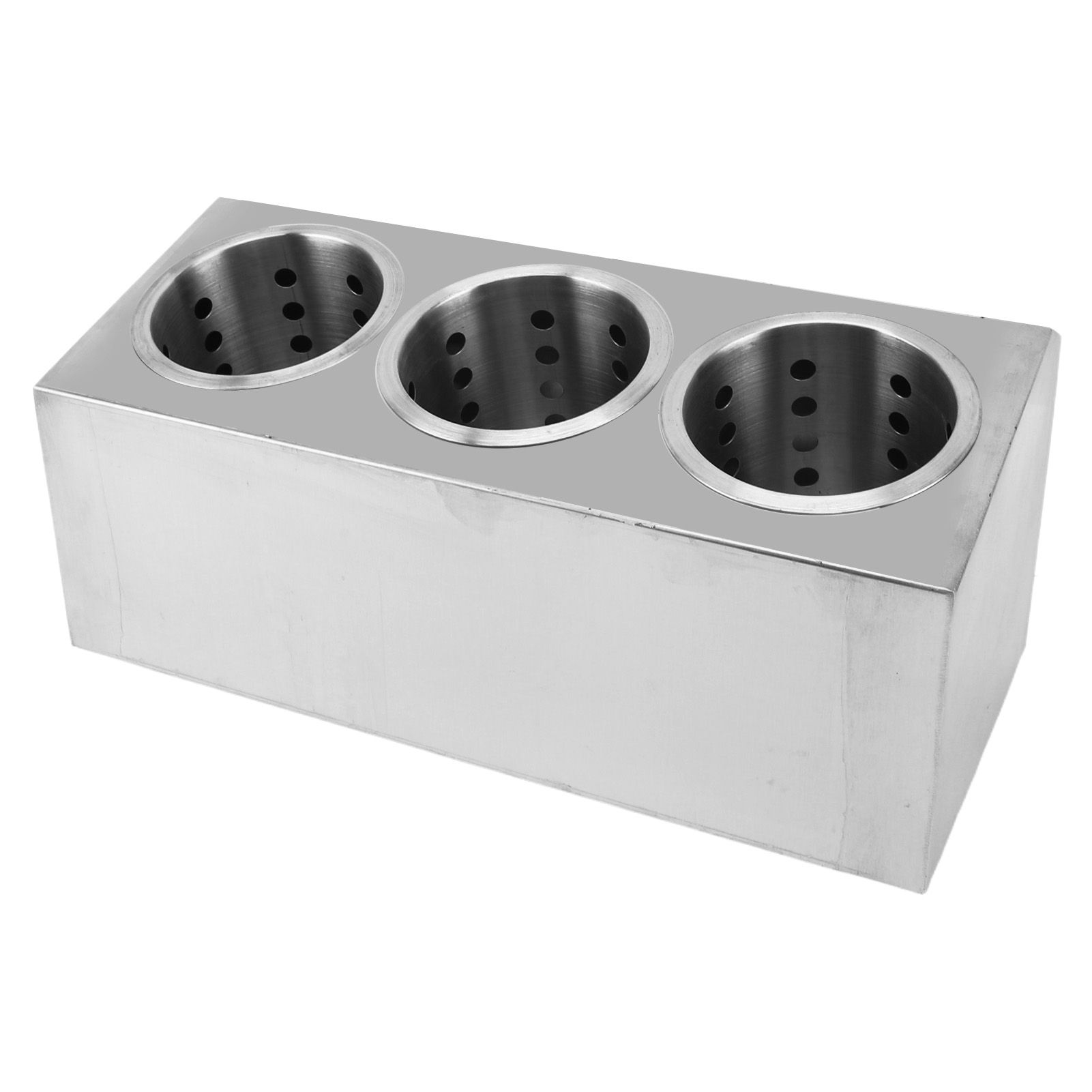 Kitchen Utensil Holder Multi Functional Non Slip Bottom Stainless Steel Knife Fork Storage Bucket 3 Holes - Image 4
