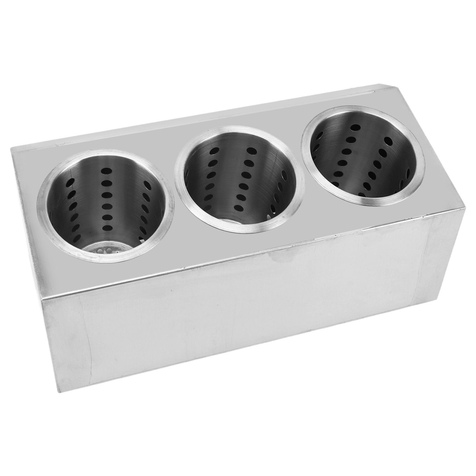 Kitchen Utensil Holder Multi Functional Non Slip Bottom Stainless Steel Knife Fork Storage Bucket 3 Holes - Image 5