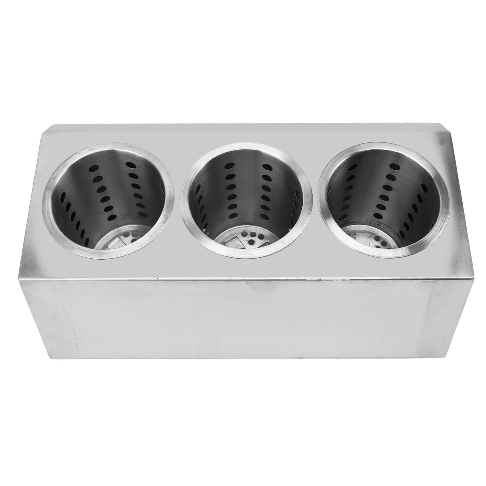 Kitchen Utensil Holder Multi Functional Non Slip Bottom Stainless Steel Knife Fork Storage Bucket 3 Holes - Image 6