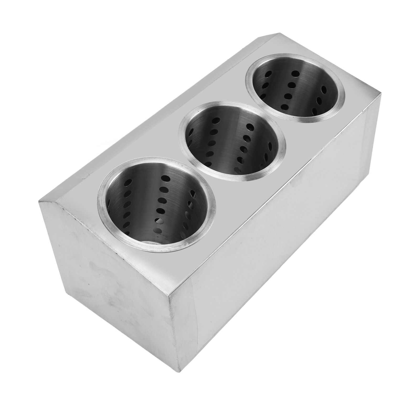 Kitchen Utensil Holder Multi Functional Non Slip Bottom Stainless Steel Knife Fork Storage Bucket 3 Holes - Image 7