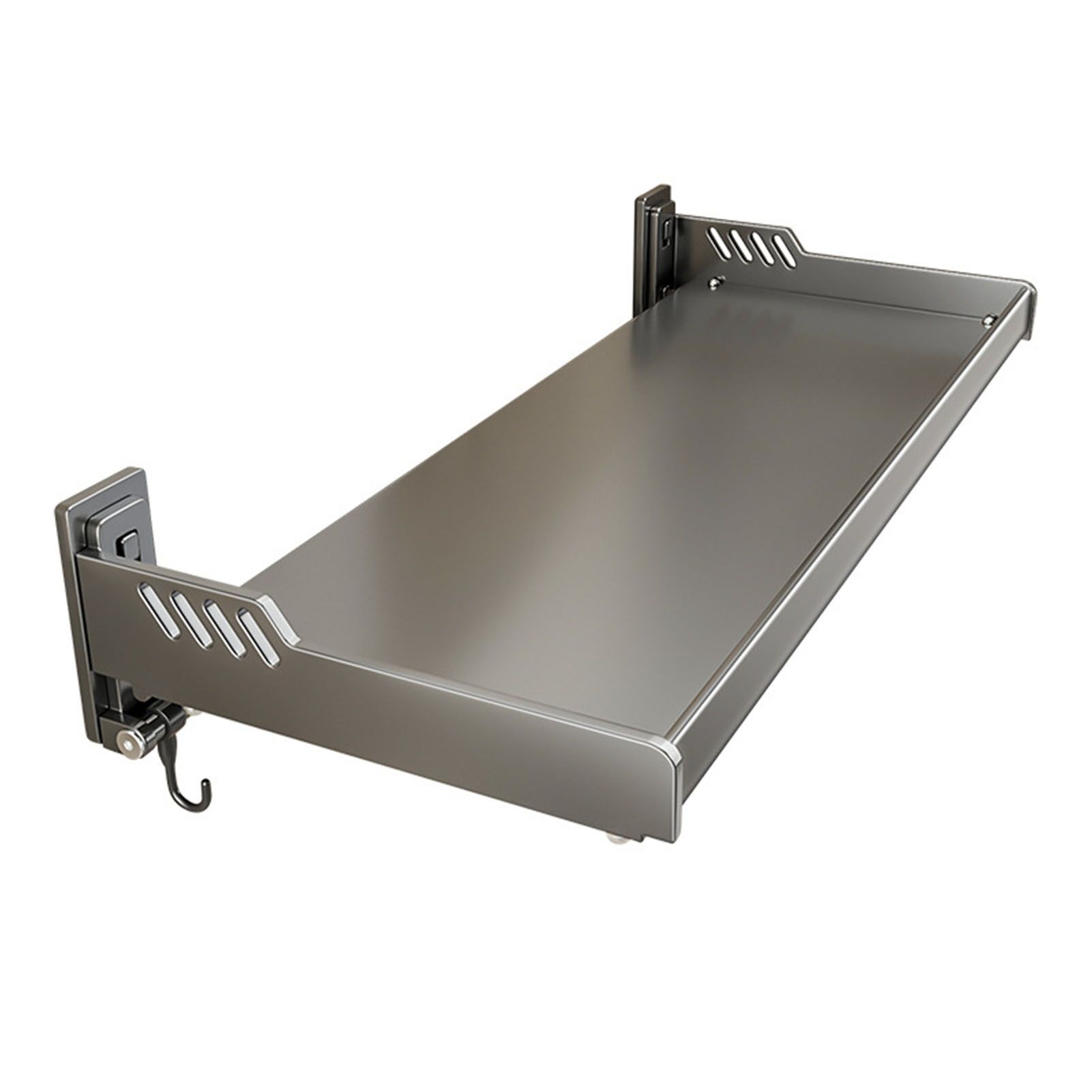 Wall Mount Kitchen Shelf Carbon Steel Punch Free Multifunctional Floating Shelf Hanging Spice Rack for Utensils - Image 1