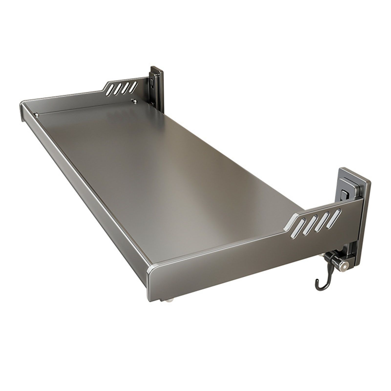 Wall Mount Kitchen Shelf Carbon Steel Punch Free Multifunctional Floating Shelf Hanging Spice Rack for Utensils - Image 2