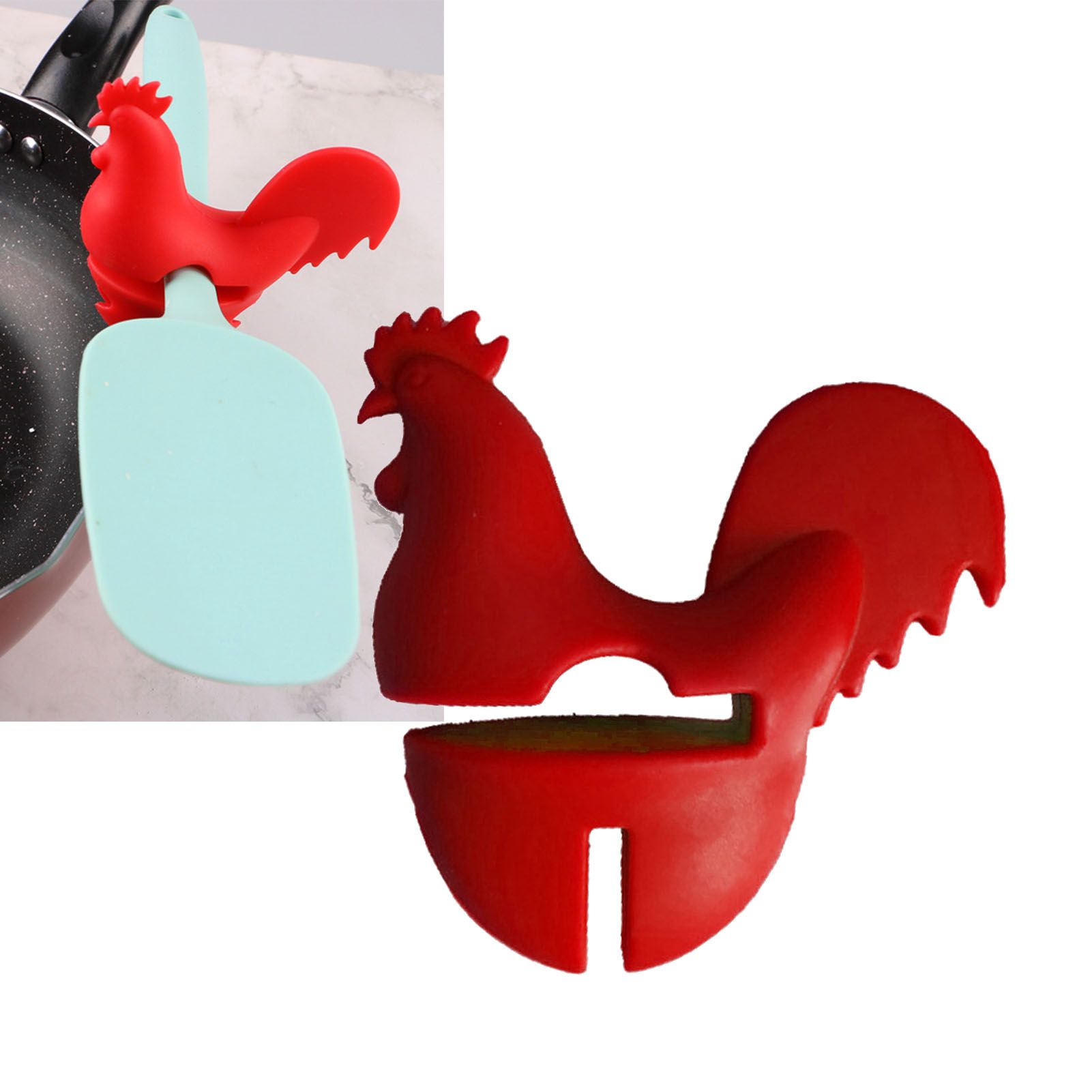Kitchen Rooster Pot Clip Soft Elastic Silicone Rooster Kitchen Accessories Clip for Home Red - Image 6