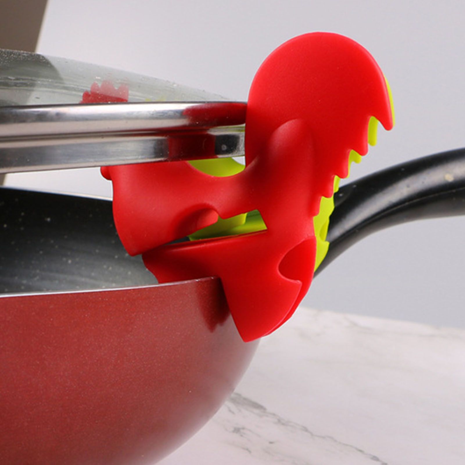 Kitchen Rooster Pot Clip Soft Elastic Silicone Rooster Kitchen Accessories Clip for Home Red - Image 7